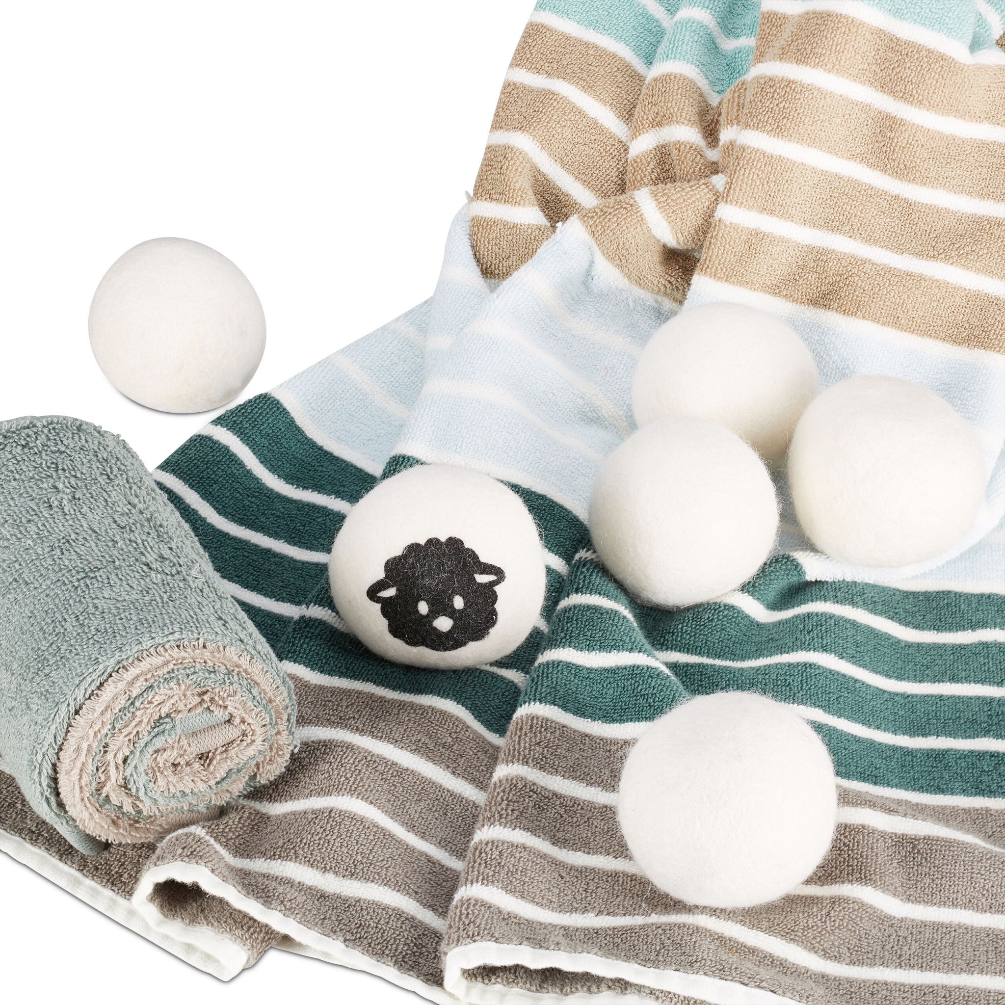 Trocknerbälle Schafwolle 8er-Set Weiss-Schwarz von Relaxdays