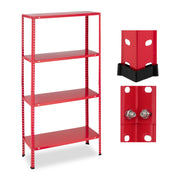 Schwerlastregal mit 4 Ebenen Rot von Relaxdays