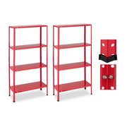 Schwerlastregal 2er-Set 4 Ebenen Rot von Relaxdays