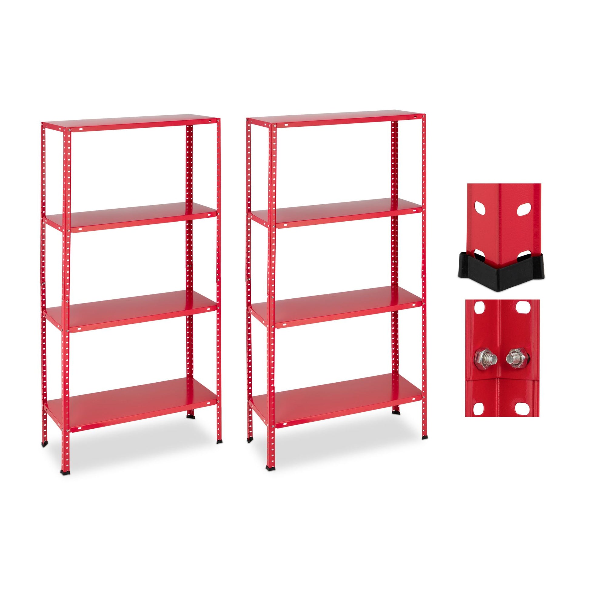 Schwerlastregal 2er-Set 4 Ebenen Rot von Relaxdays