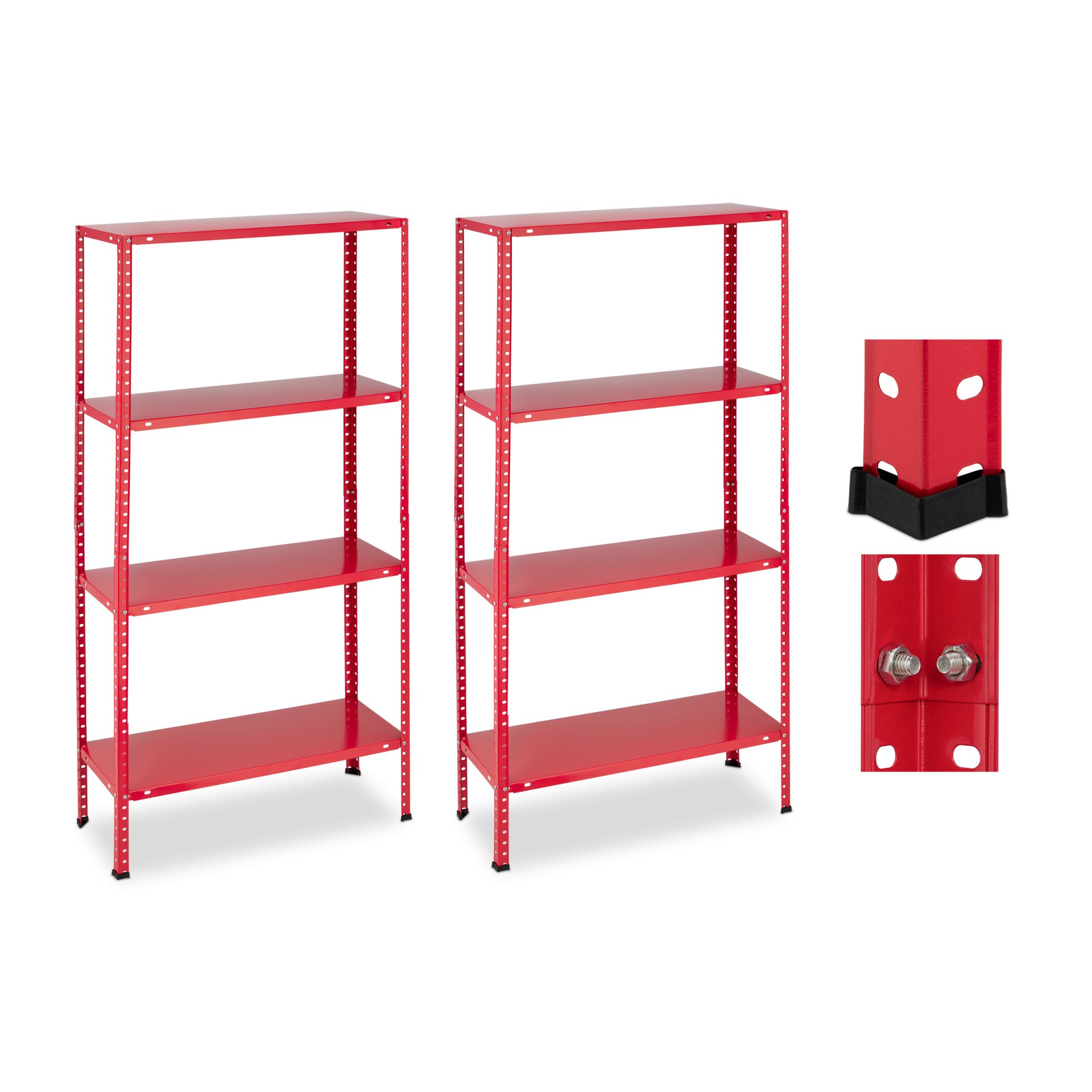 Schwerlastregal 2er-Set 4 Ebenen Rot von Relaxdays