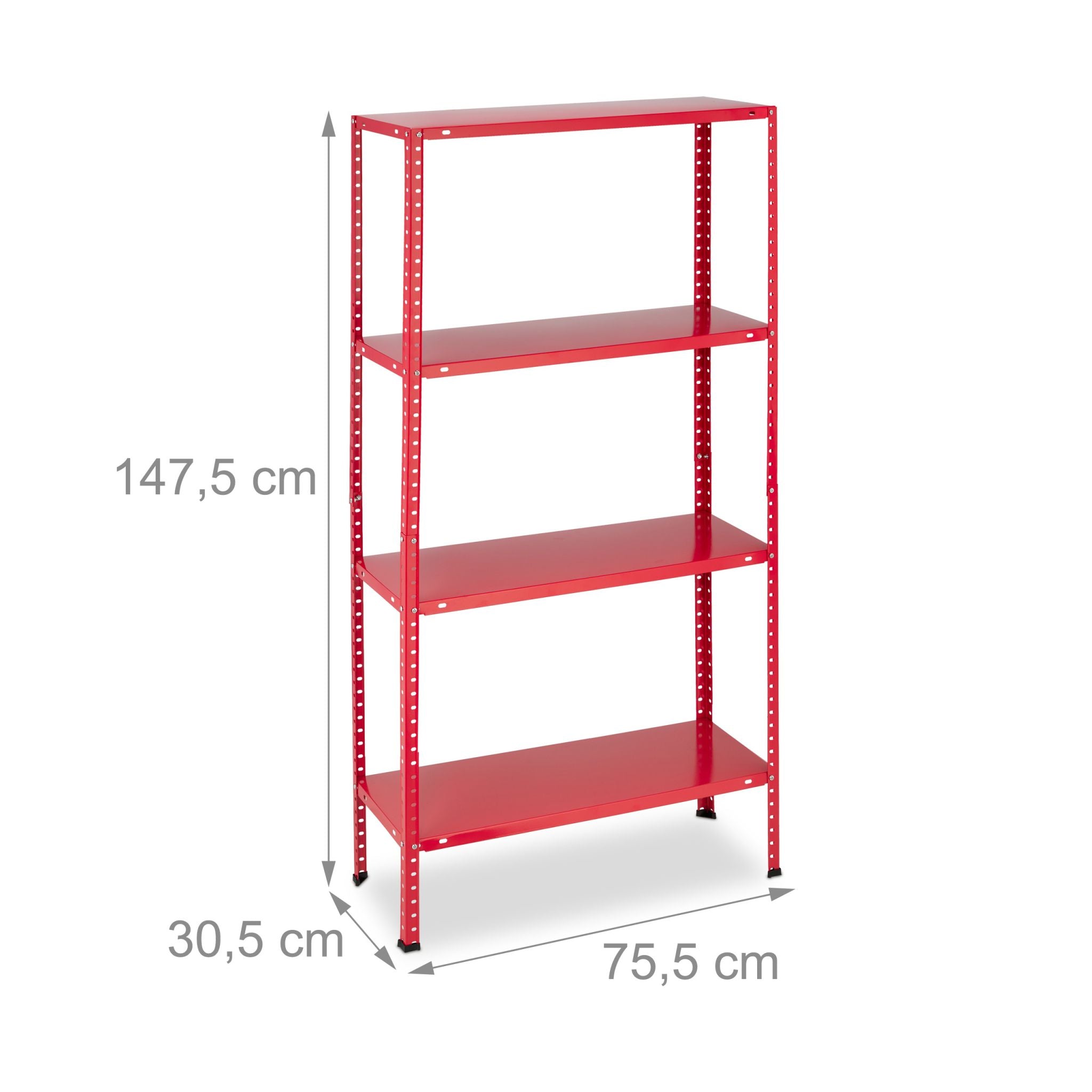 Schwerlastregal 2er-Set 4 Ebenen Rot von Relaxdays