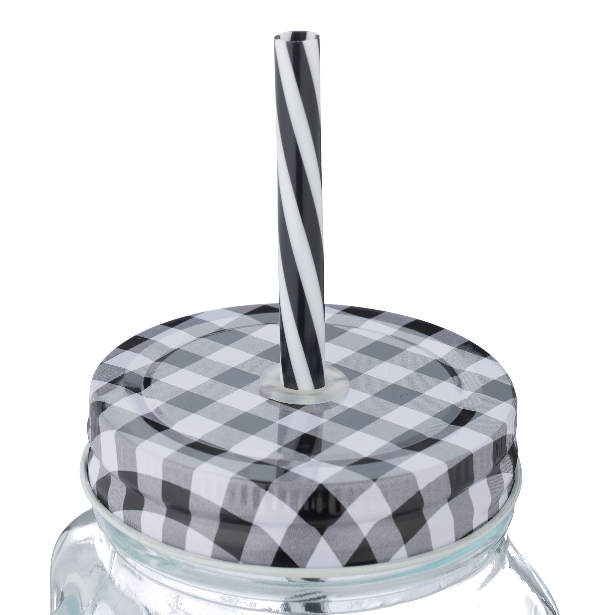 Trinkgläser mit Deckel kariert 8er-Set Weiss-Schwarz-Transparent von Relaxdays