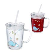 Kindergläser mit Walmotiv 2er-Set Rosa-Transparent-Türkis von Relaxdays
