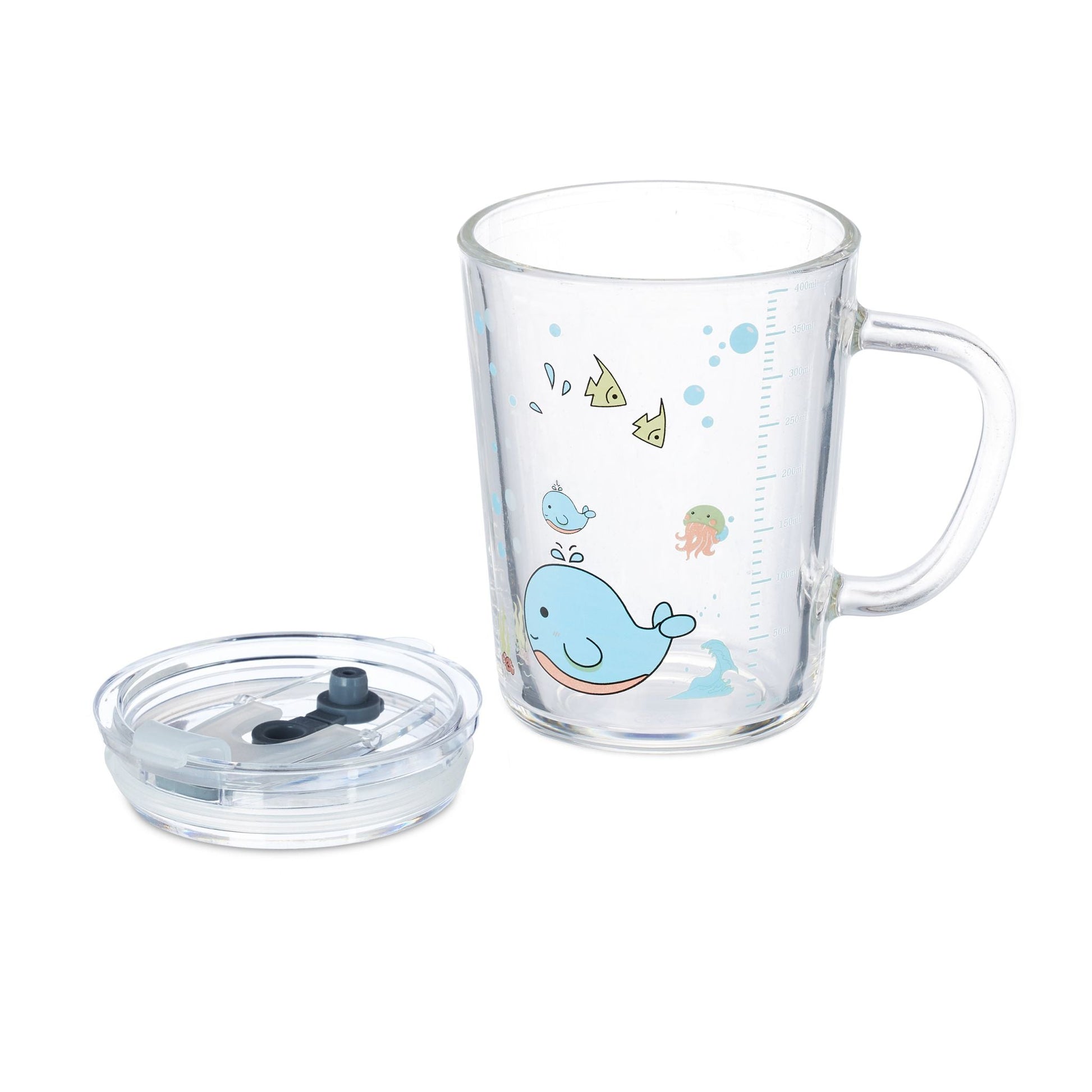 Kindergläser mit Walmotiv 2er-Set Rosa-Transparent-Türkis von Relaxdays