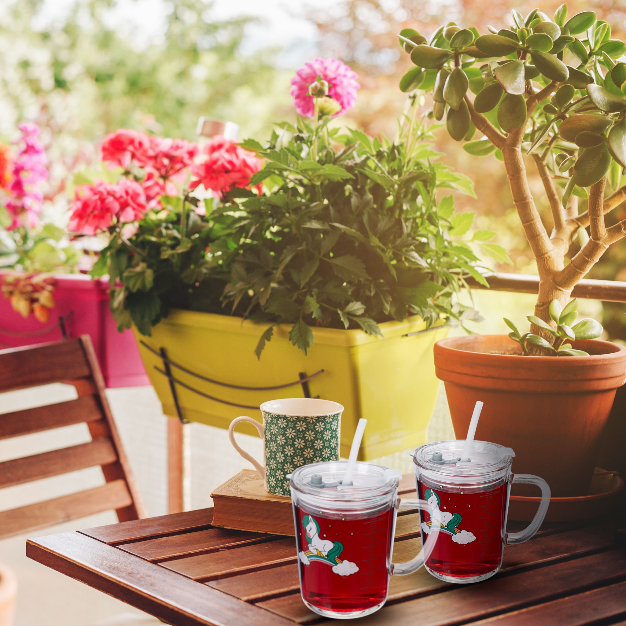 Kindergläser mit Pferdemotiv 2er-Set Weiss-Dunkelgrün-Transparent von Relaxdays