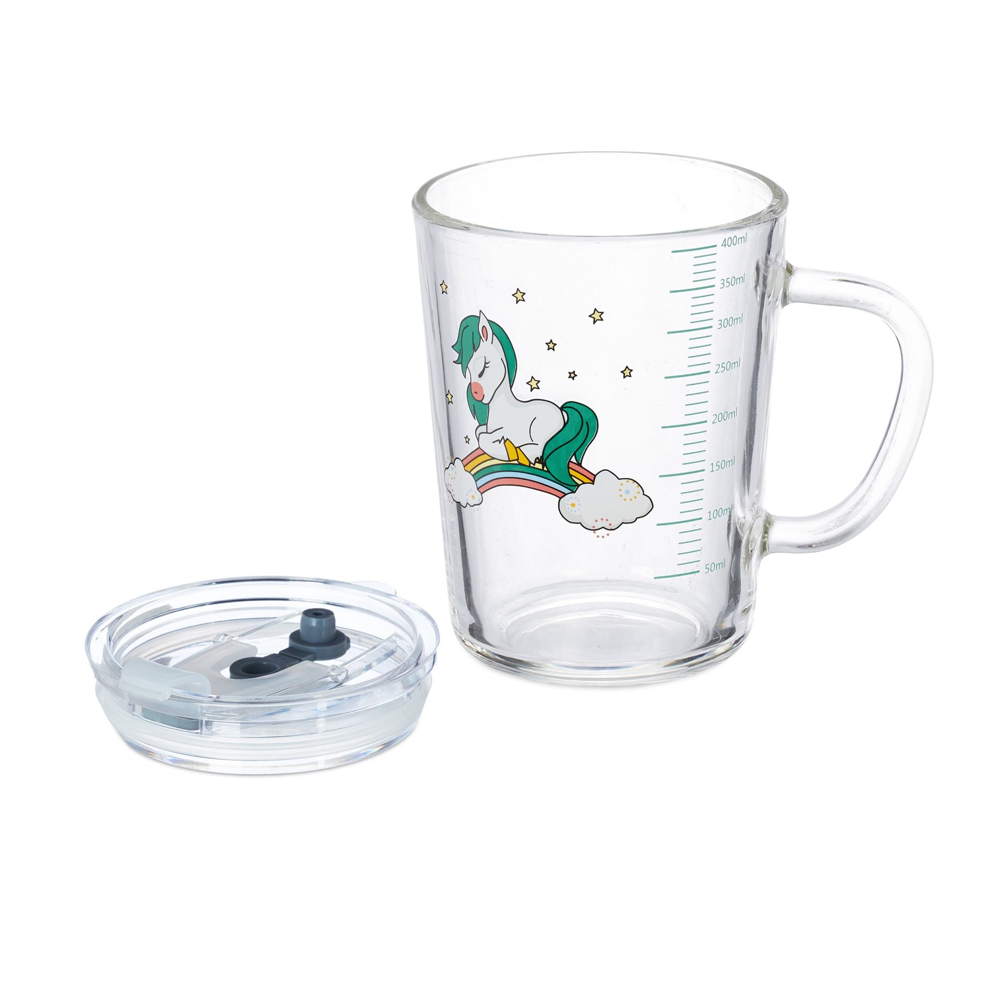 Kindergläser mit Pferdemotiv 2er-Set Weiss-Dunkelgrün-Transparent von Relaxdays