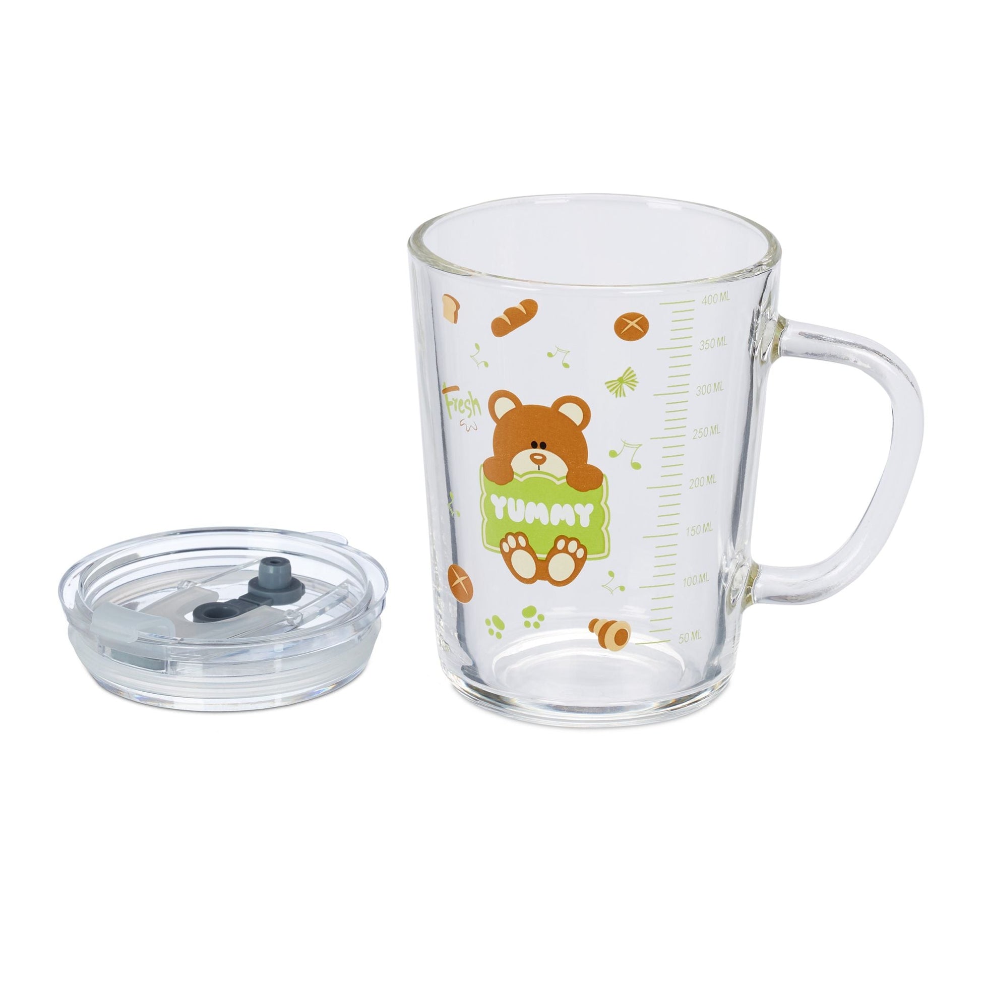 Kindergläser mit Bärenmotiv 2er-Set Braun-Grün-Transparent von Relaxdays