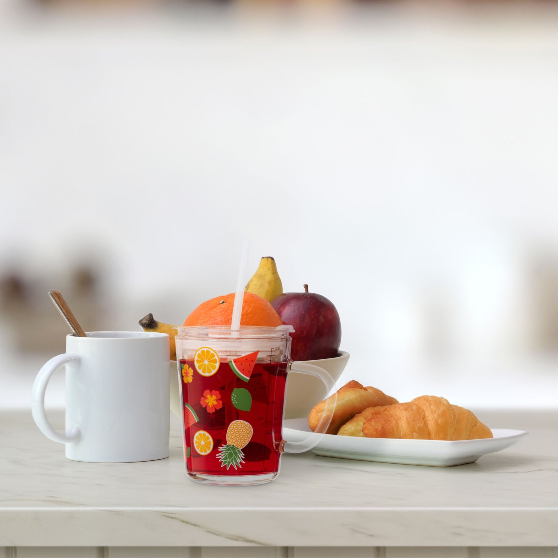 Kindergläser mit Früchte-Motiv 2er-Set Orange-Rot-Transparent von Relaxdays