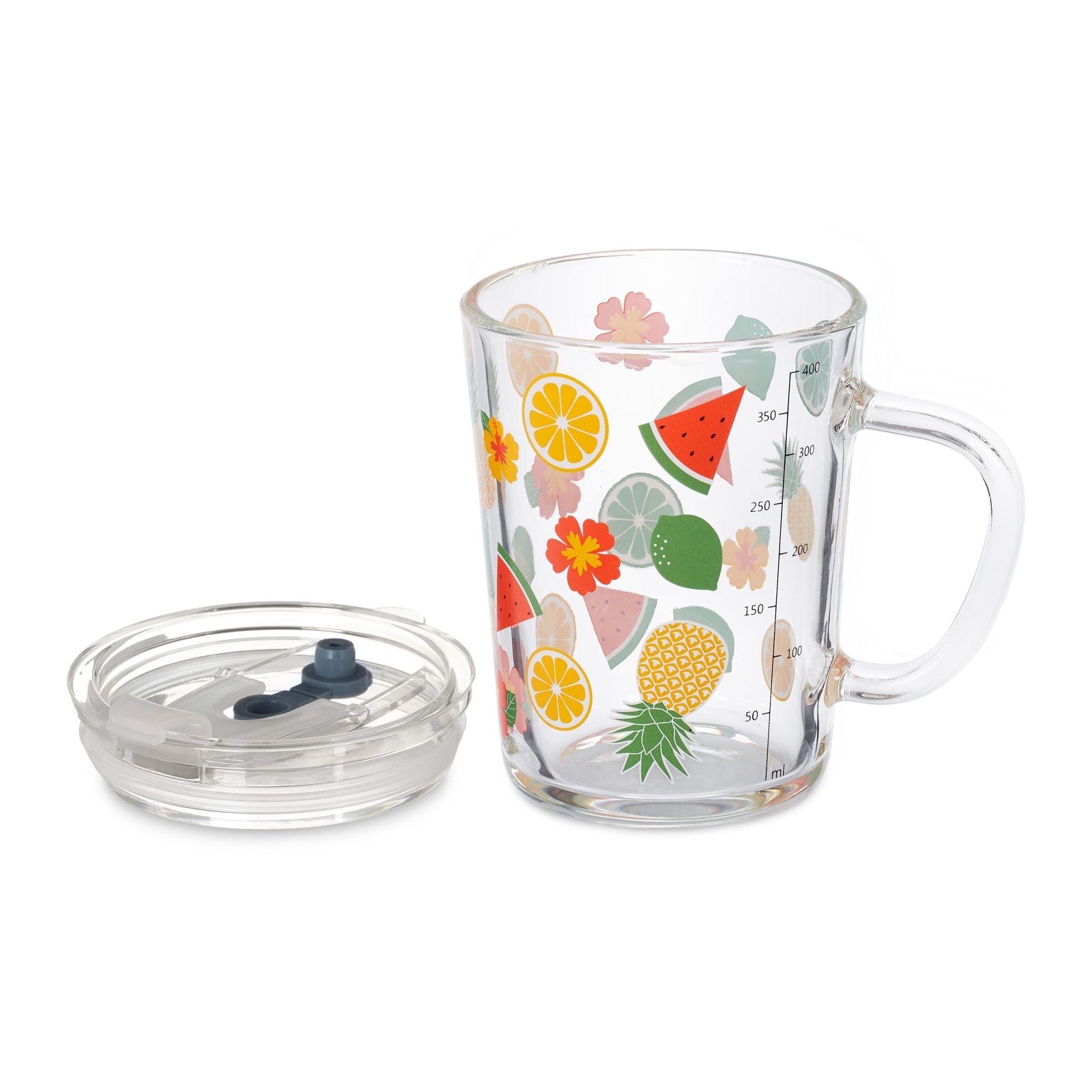 Kindergläser mit Früchte-Motiv 2er-Set Orange-Rot-Transparent von Relaxdays