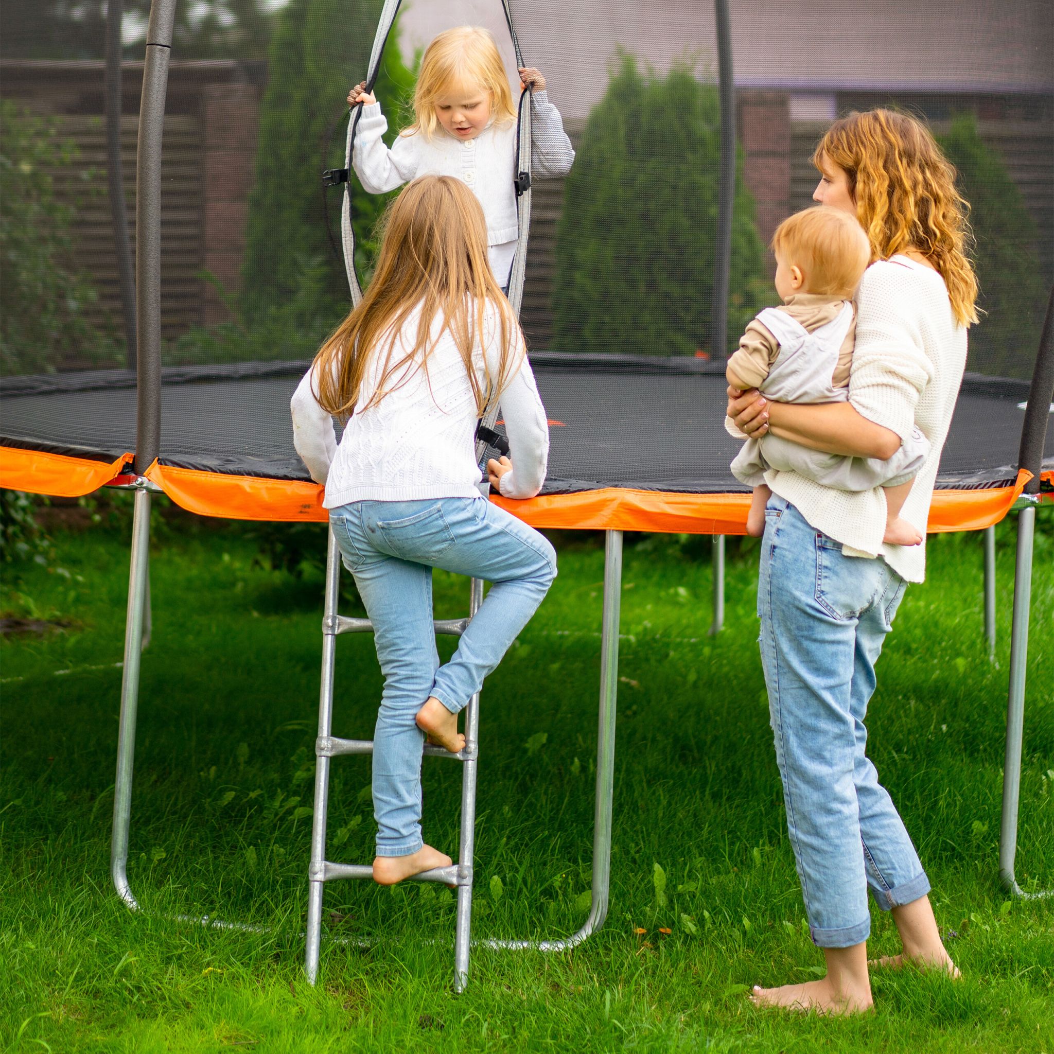 Trampolin Leiter 96cm Silber von Relaxdays