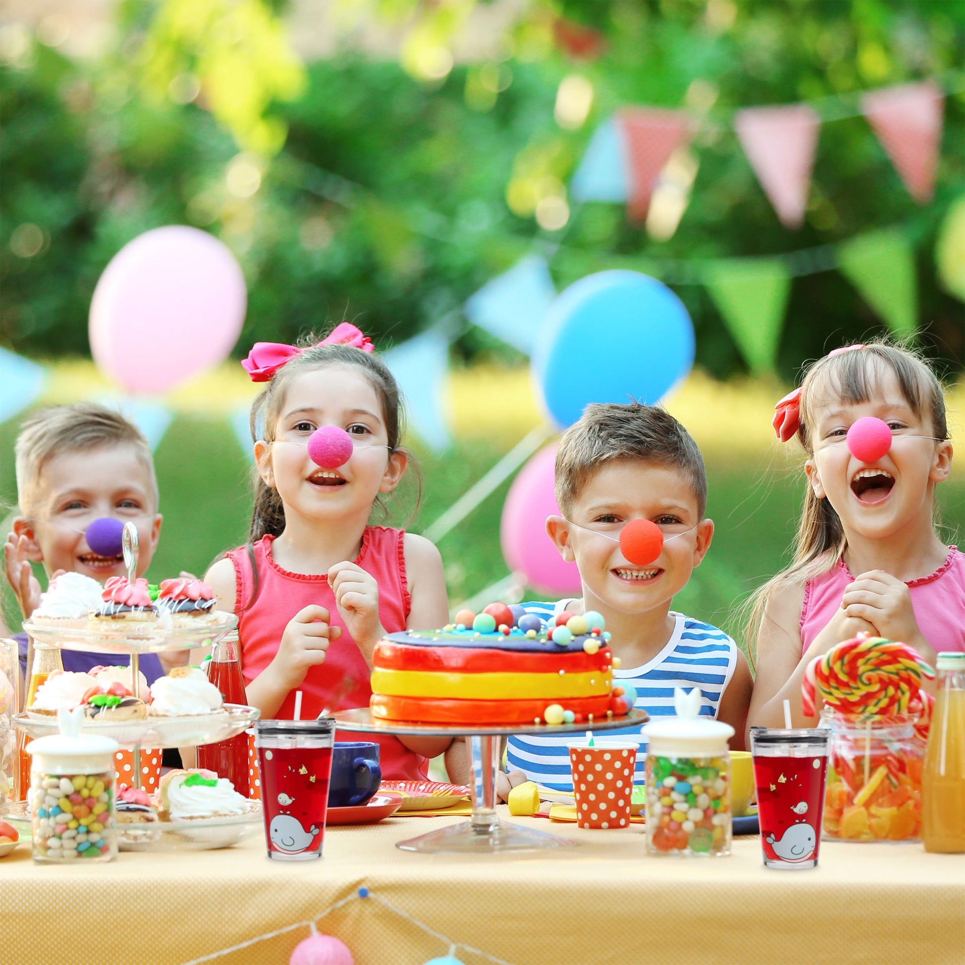 Kindergläser mit Walmotiv 4er-Set Rosa-Transparent-Türkis von Relaxdays