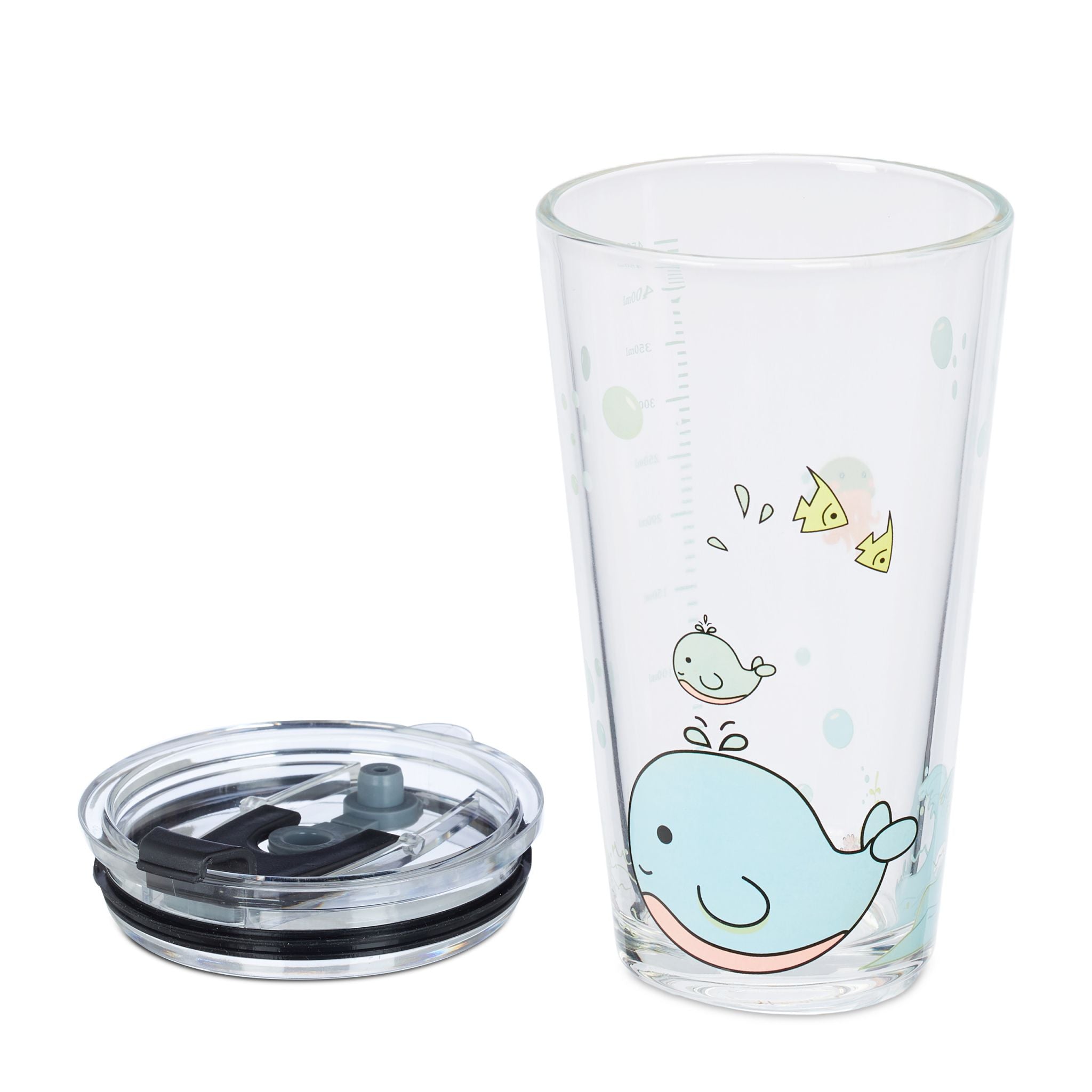 Kindergläser mit Walmotiv 4er-Set Rosa-Transparent-Türkis von Relaxdays