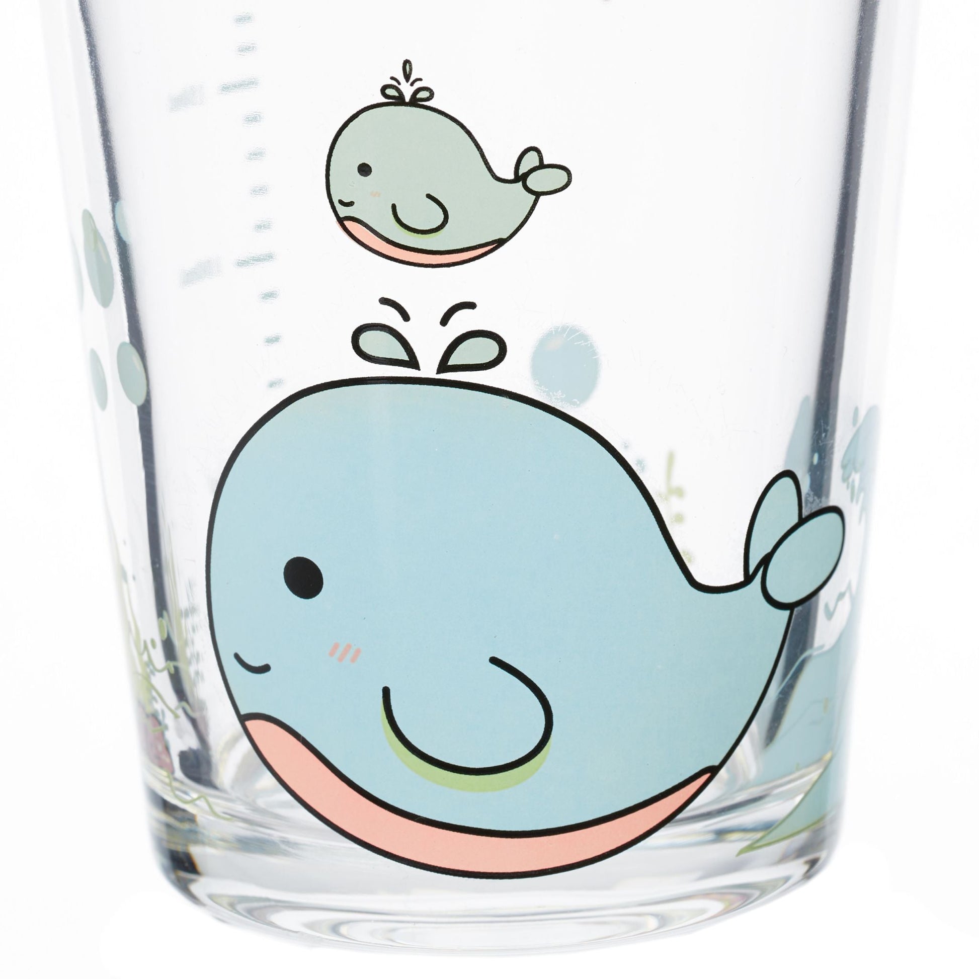 Kindergläser mit Walmotiv 4er-Set Rosa-Transparent-Türkis von Relaxdays