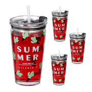 Trinkgläser mit Kaktus-Motiv 4er-Set Grün-Schwarz-Transparent von Relaxdays