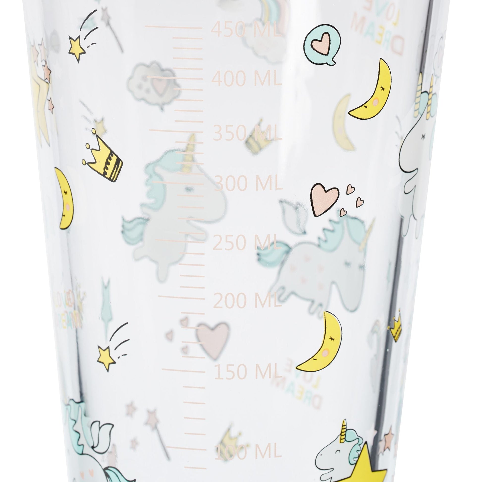 Kindergläser mit Einhorn-Motiv 4er-Set Weiss-Gelb-Transparent von Relaxdays