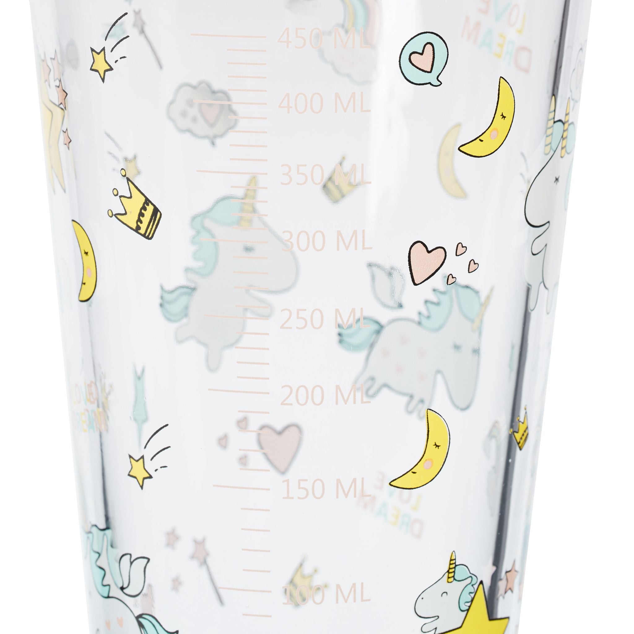 Kindergläser mit Einhorn-Motiv 4er-Set Weiss-Gelb-Transparent von Relaxdays