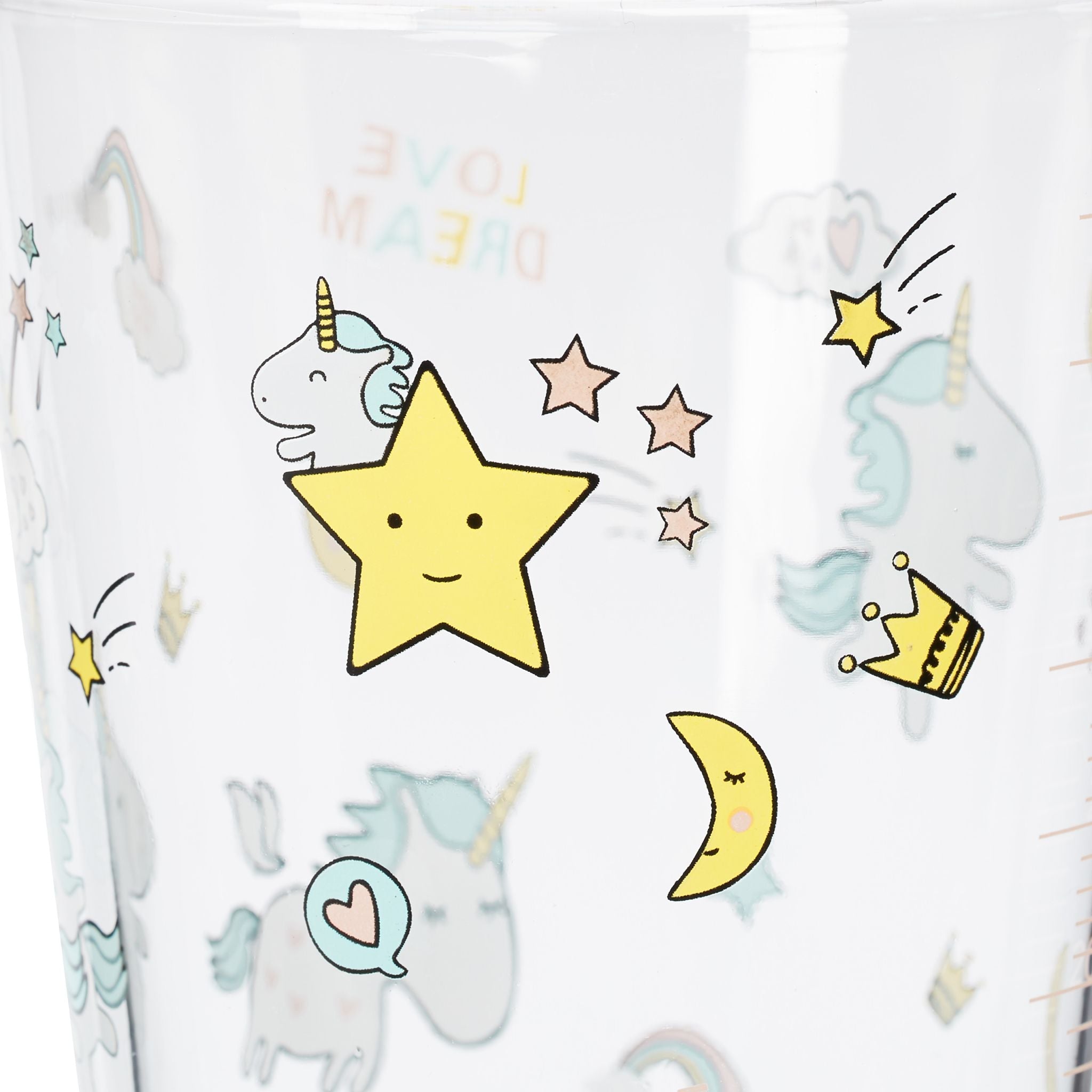Kindergläser mit Einhorn-Motiv 4er-Set Weiss-Gelb-Transparent von Relaxdays
