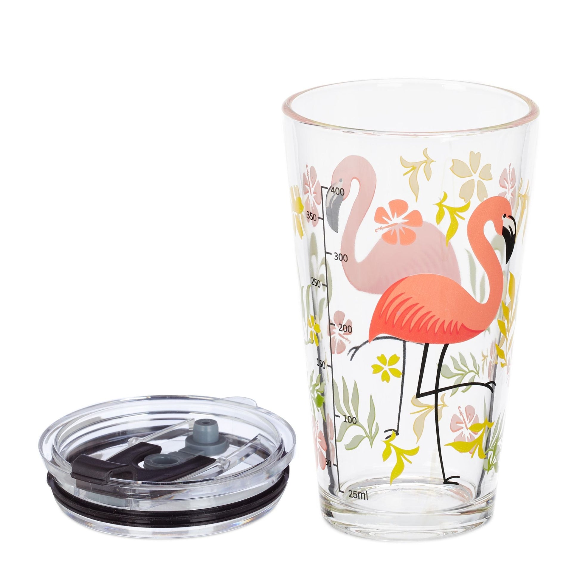Trinkgläser mit Flamingo-Motiv 4er-Set Grün-Orange-Transparent von Relaxdays