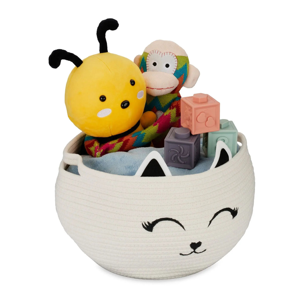 Kinder Aufbewahrungskorb Katze Weiss-Schwarz von Relaxdays