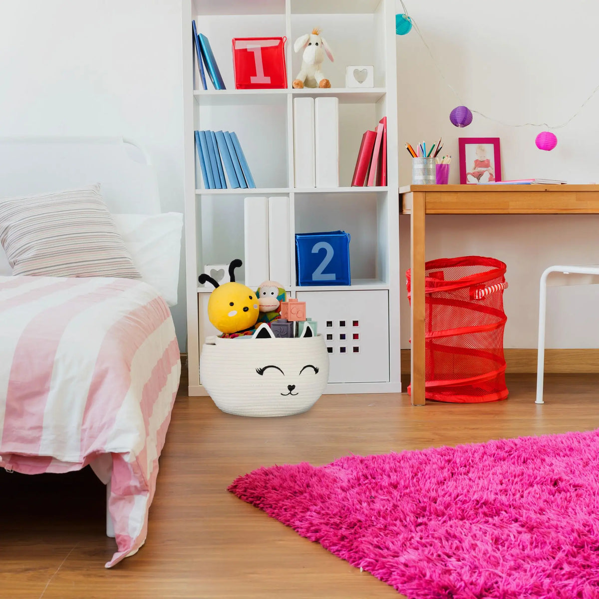 Kinder Aufbewahrungskorb Katze Weiss-Schwarz von Relaxdays
