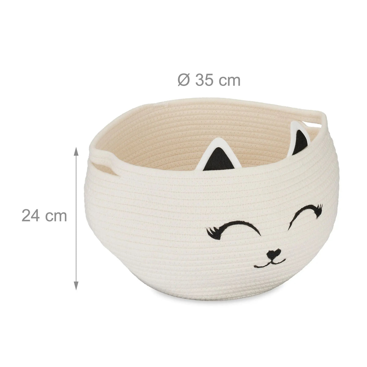Kinder Aufbewahrungskorb Katze Weiss-Schwarz von Relaxdays