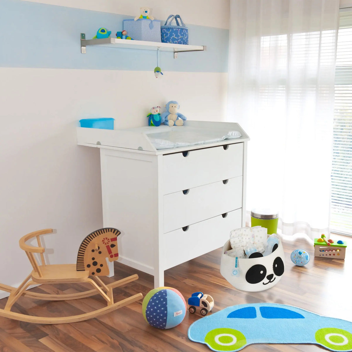 Kinder Aufbewahrungskorb Panda Weiss-Schwarz von Relaxdays