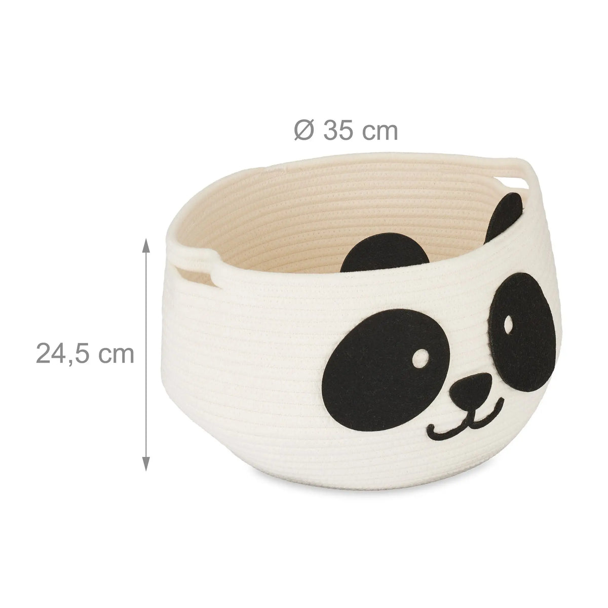 Kinder Aufbewahrungskorb Panda Weiss-Schwarz von Relaxdays