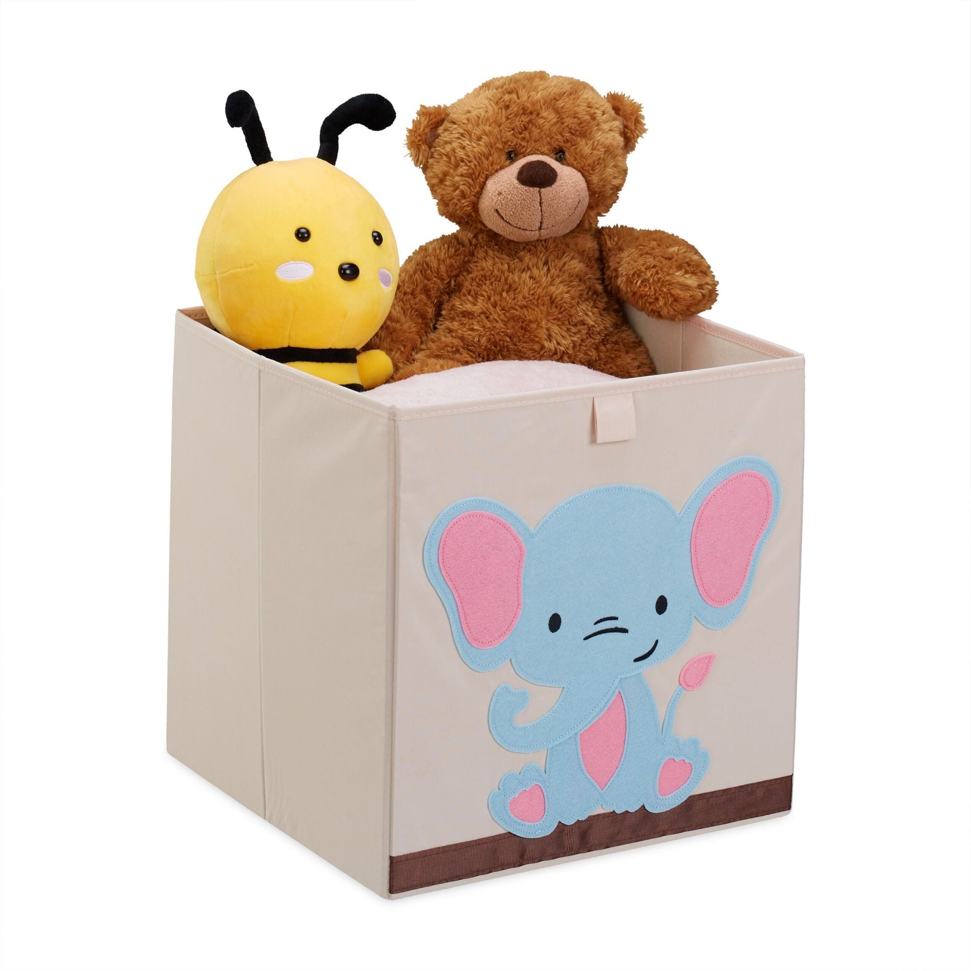 Aufbewahrungsbox mit Elefantenmotiv Creme-Hellblau-Pink von Relaxdays