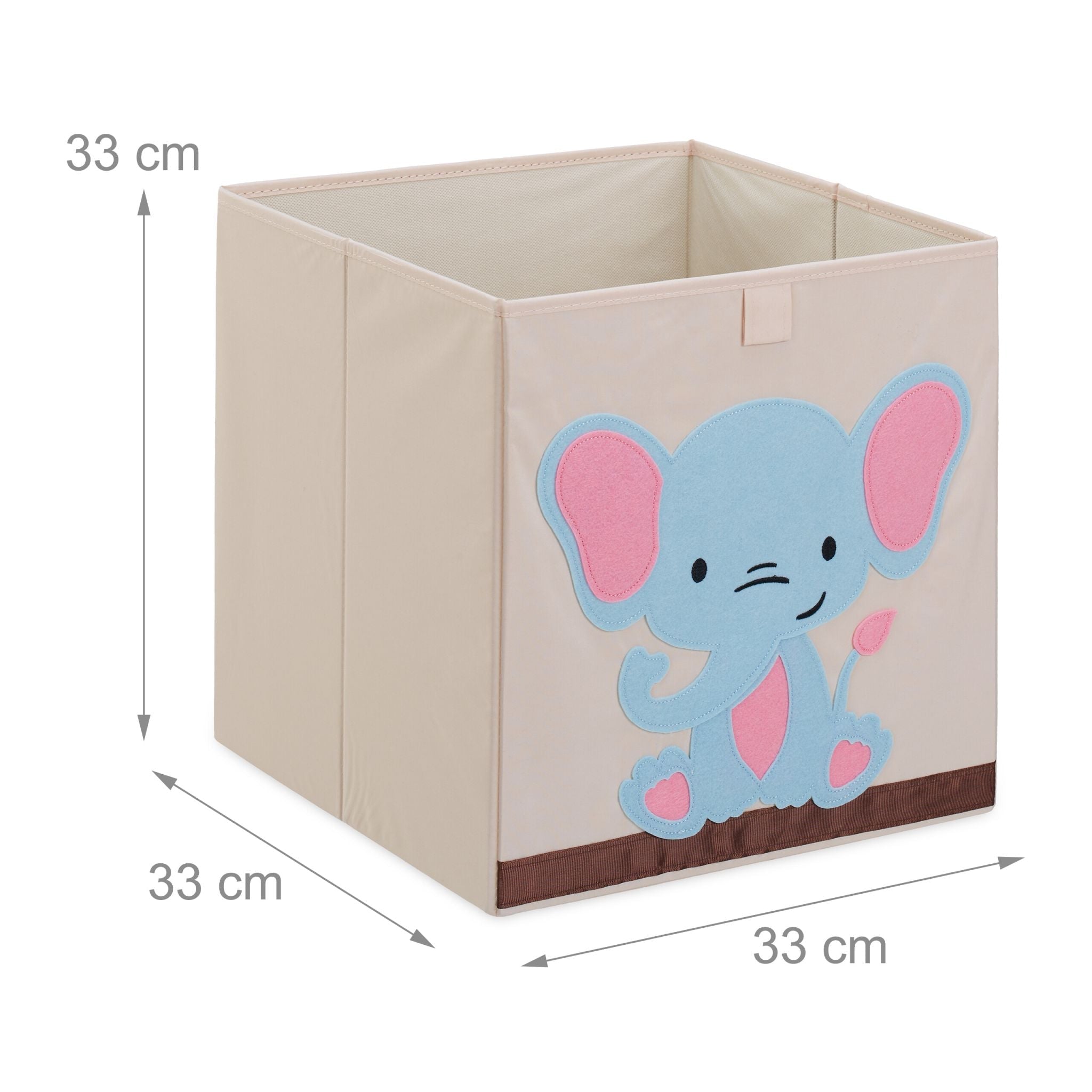 Aufbewahrungsbox mit Elefantenmotiv Creme-Hellblau-Pink von Relaxdays