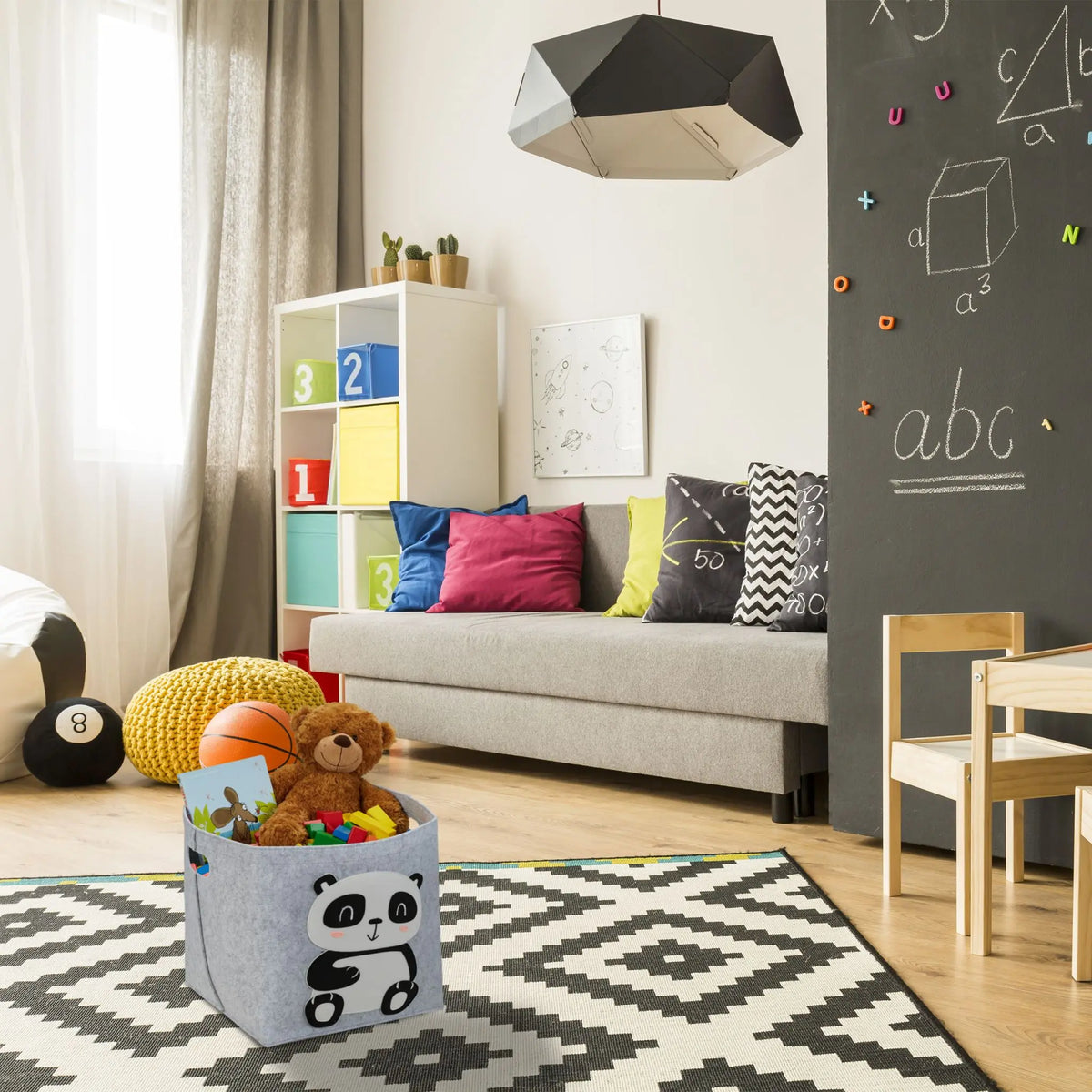 Filz Aufbewahrungskorb mit Tiermotiv Weiss-Schwarz-Grau von Relaxdays