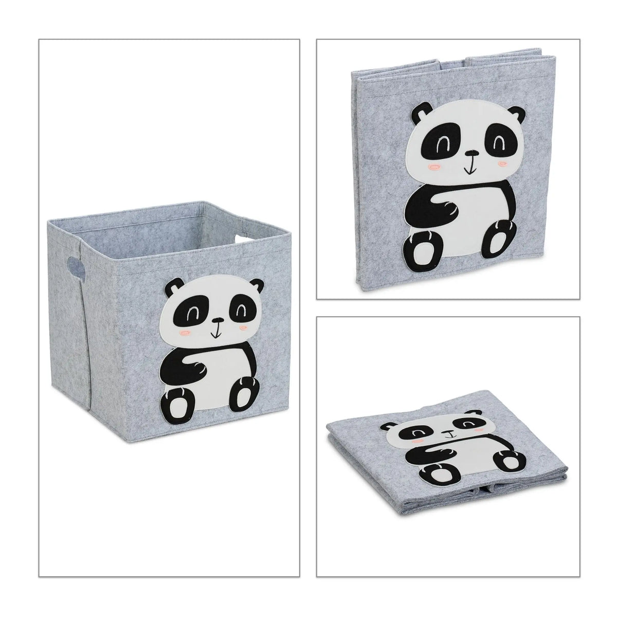 Filz Aufbewahrungskorb mit Tiermotiv Weiss-Schwarz-Grau von Relaxdays