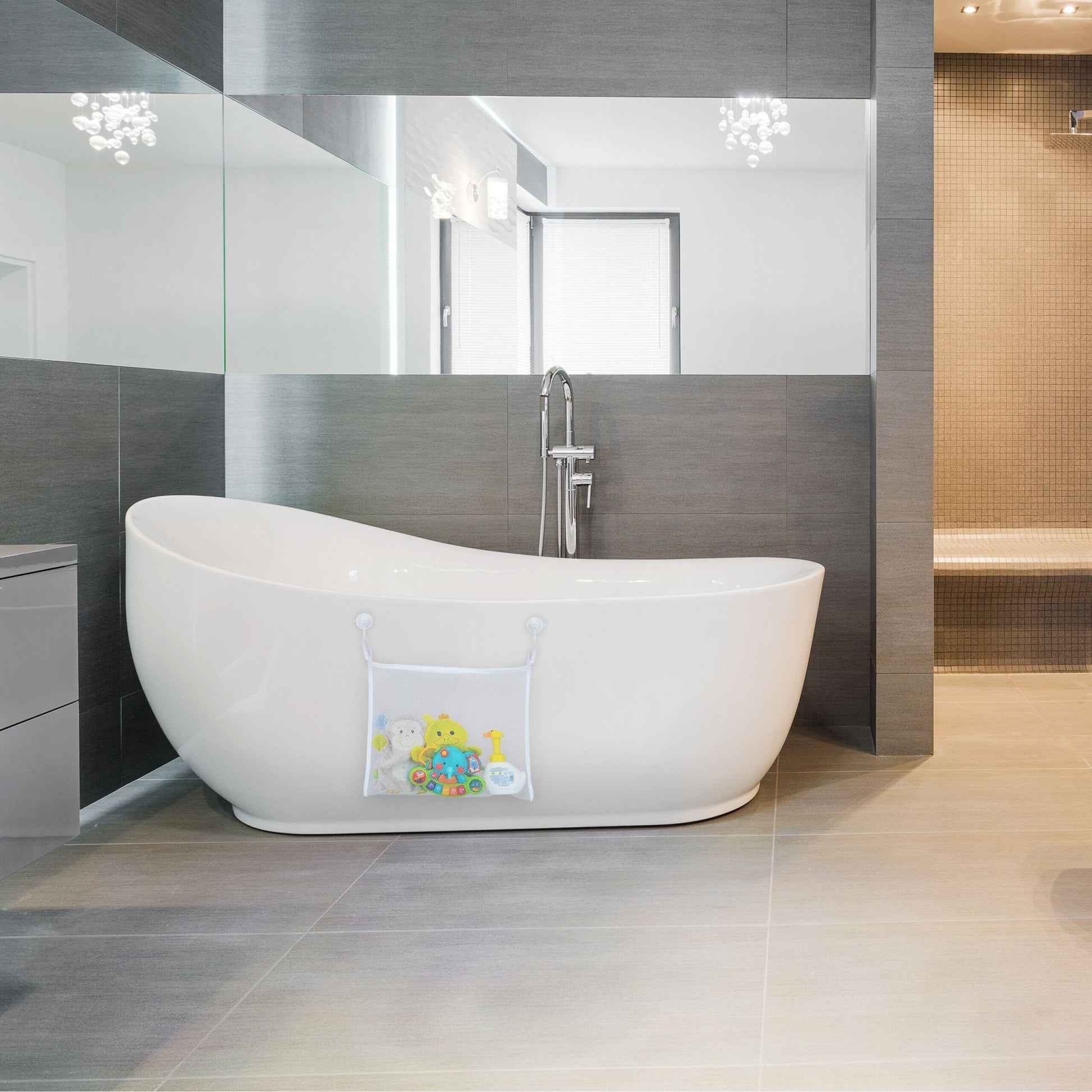 Badespielzeug Aufbewahrung 2er-Set Weiss von Relaxdays