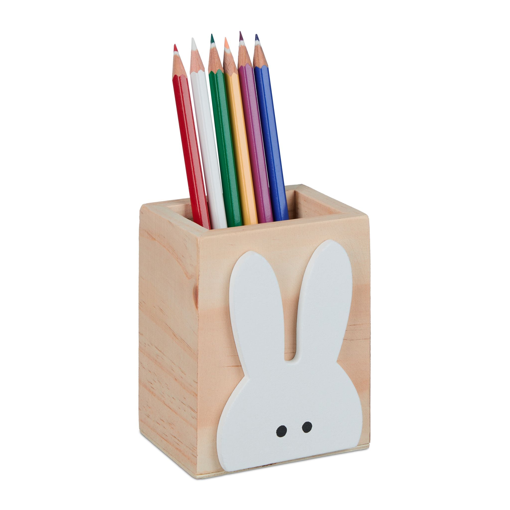 Stiftehalter Hase Weiss-Hellbraun von Relaxdays