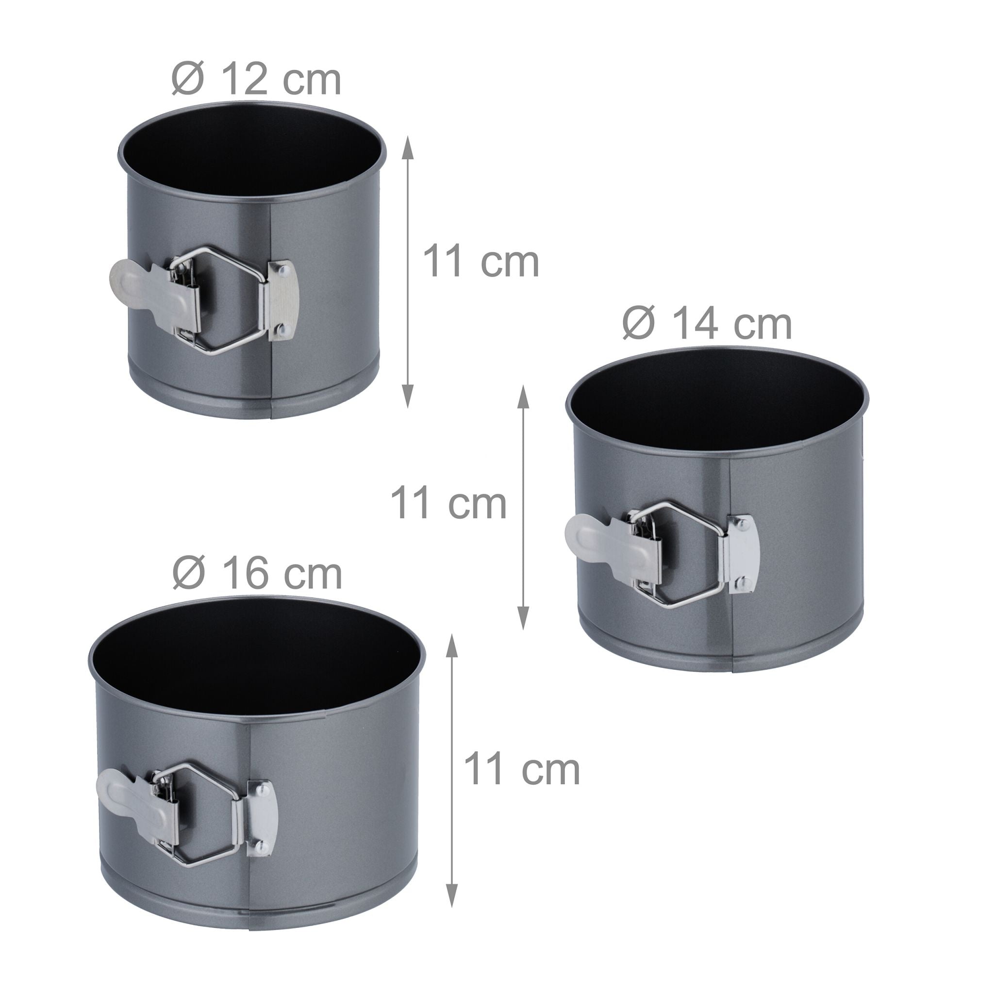 Springform Set mit 5 Grössen Anthrazit-Silber von Relaxdays