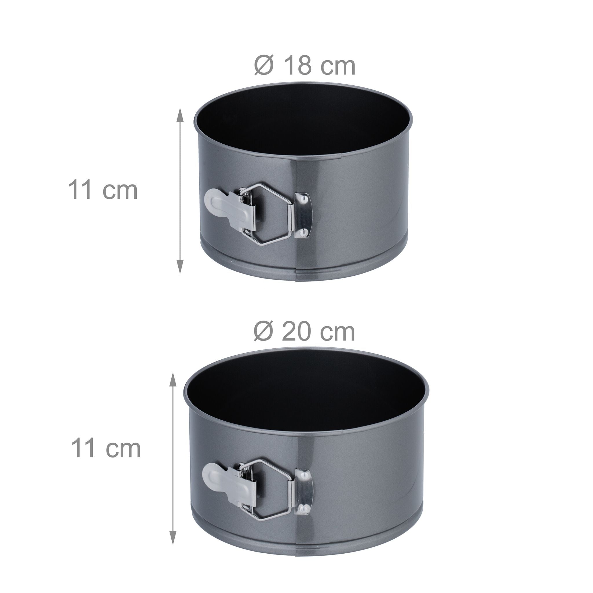 Springform Set mit 5 Grössen Anthrazit-Silber von Relaxdays