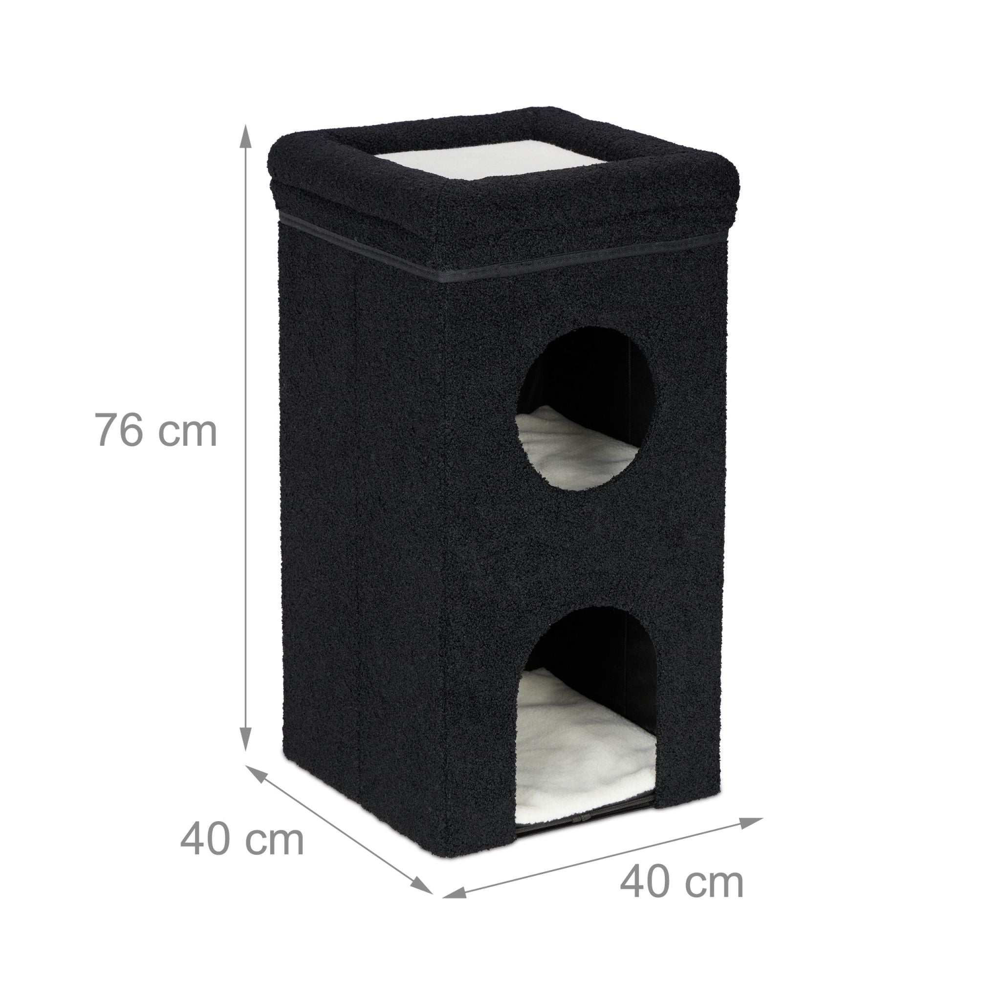 Faltbare Katzenhöhle in Schwarz Beige-Weiss-Schwarz von Relaxdays