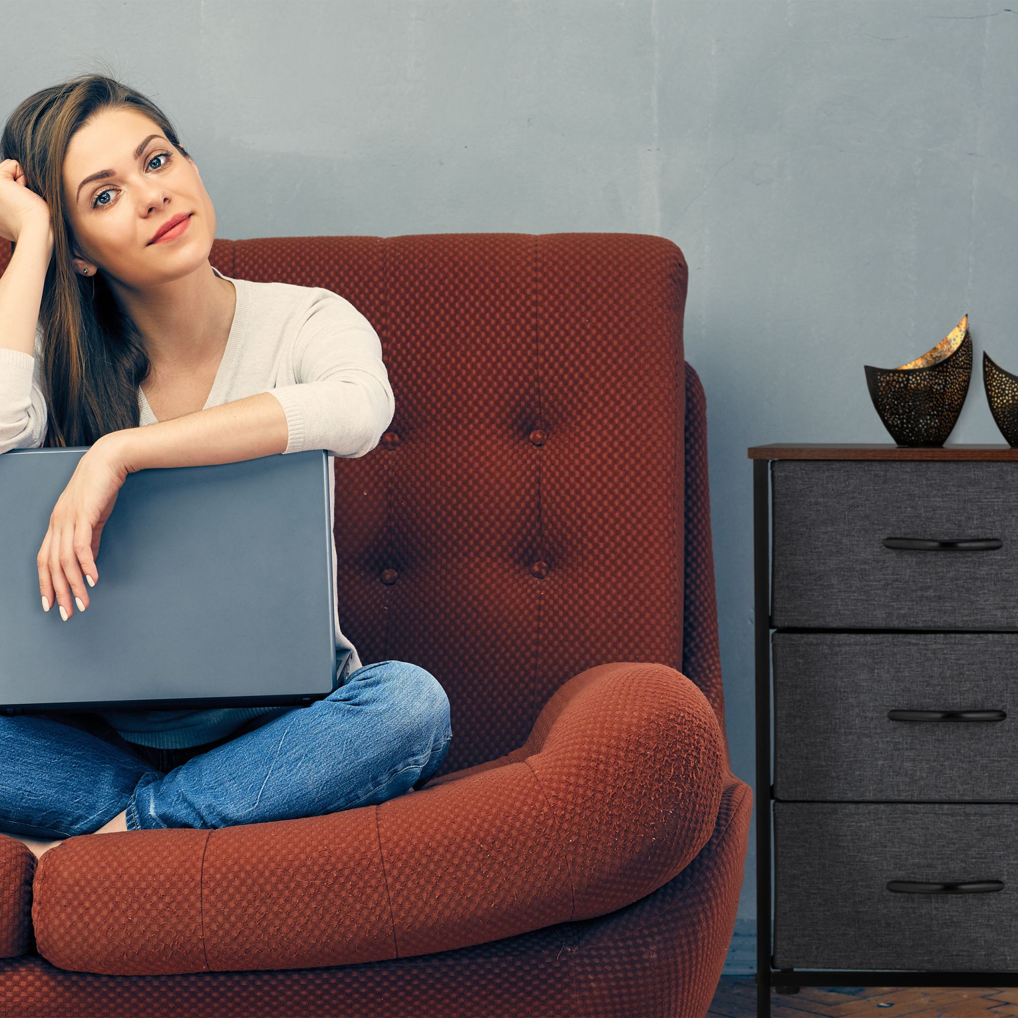 Kommode mit 6 Schubladen Braun-Schwarz-Grau von Relaxdays