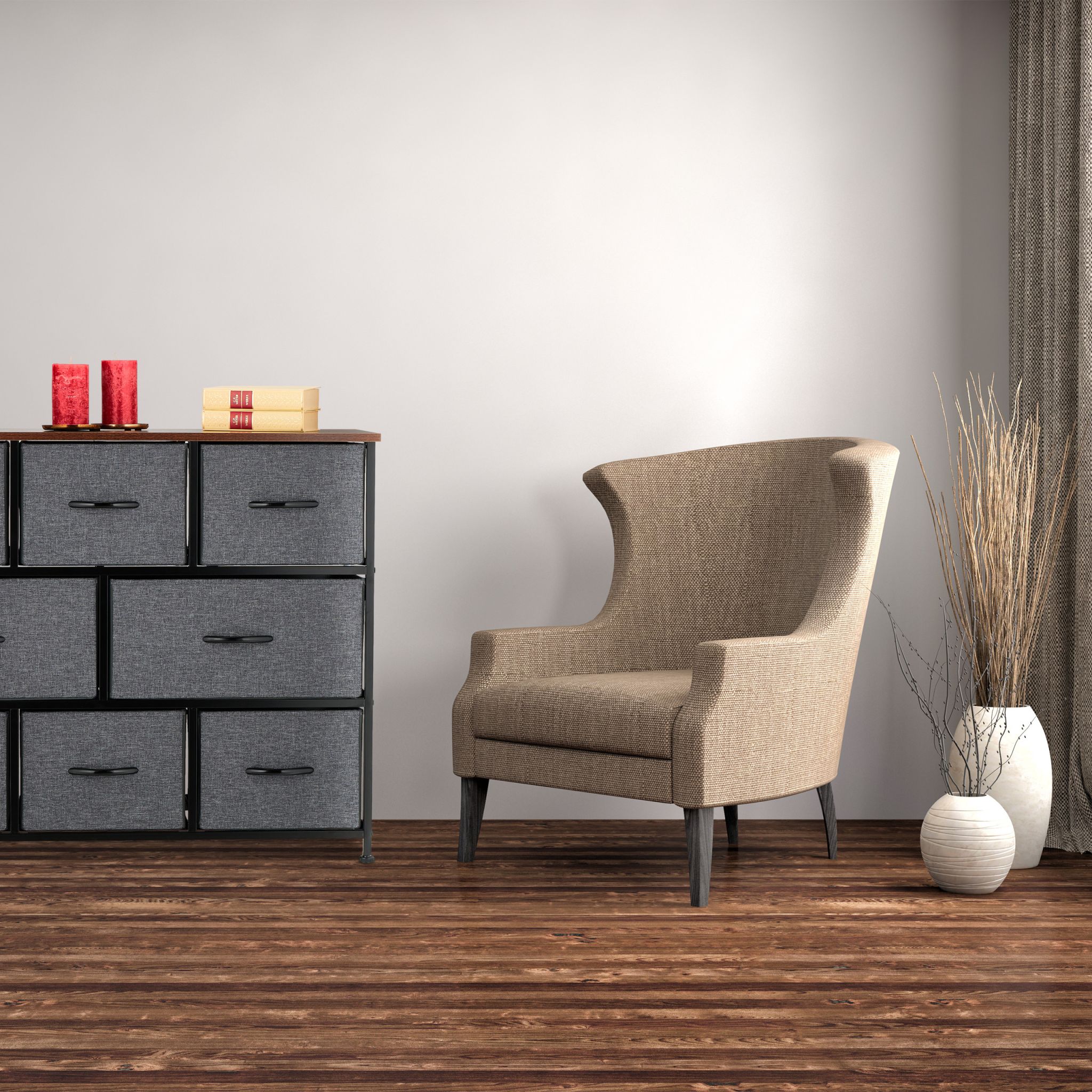 Kommode mit 8 Schubladen Braun-Schwarz-Grau von Relaxdays