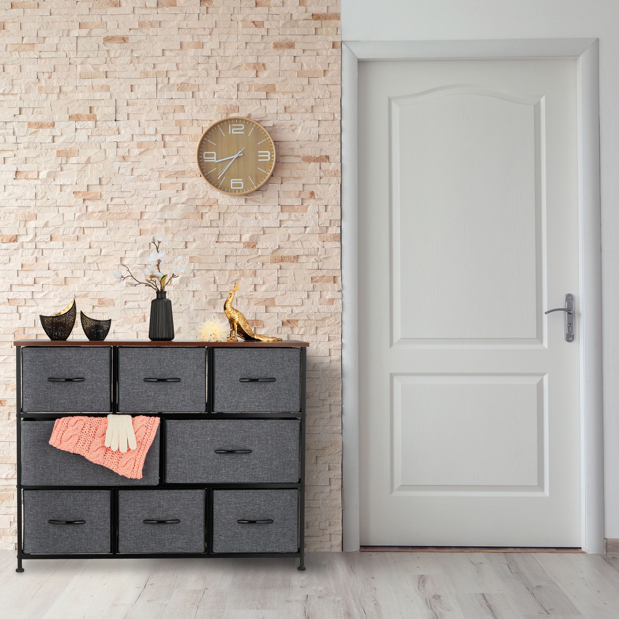 Kommode mit 8 Schubladen Braun-Schwarz-Grau von Relaxdays
