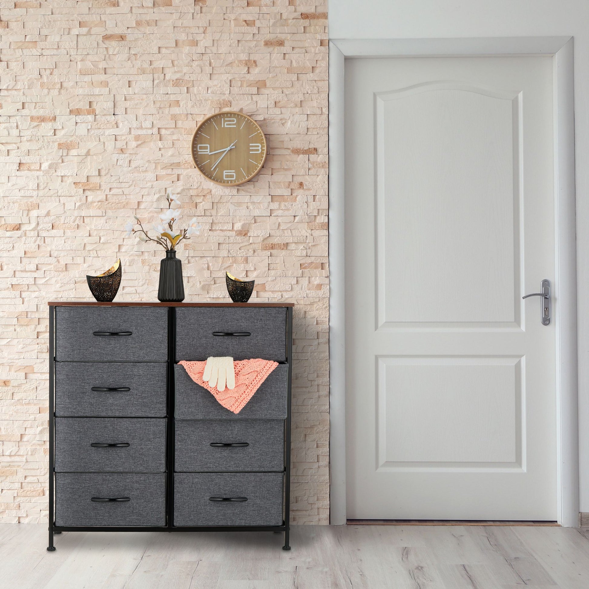Kommode mit 8 Schubladen Braun-Schwarz-Grau von Relaxdays