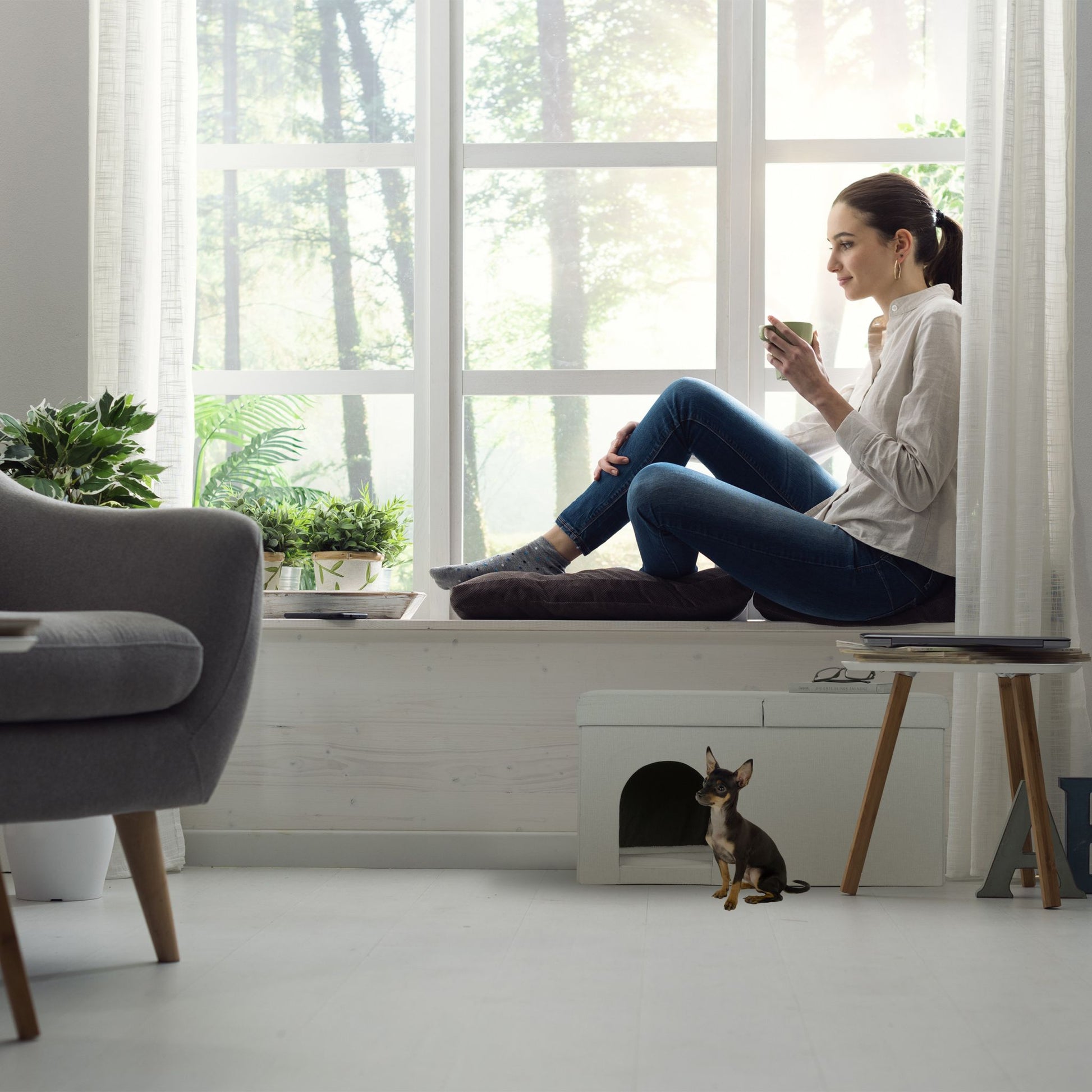 Katzenhöhle in Beige mit Deckel Beige-Weiss von Relaxdays
