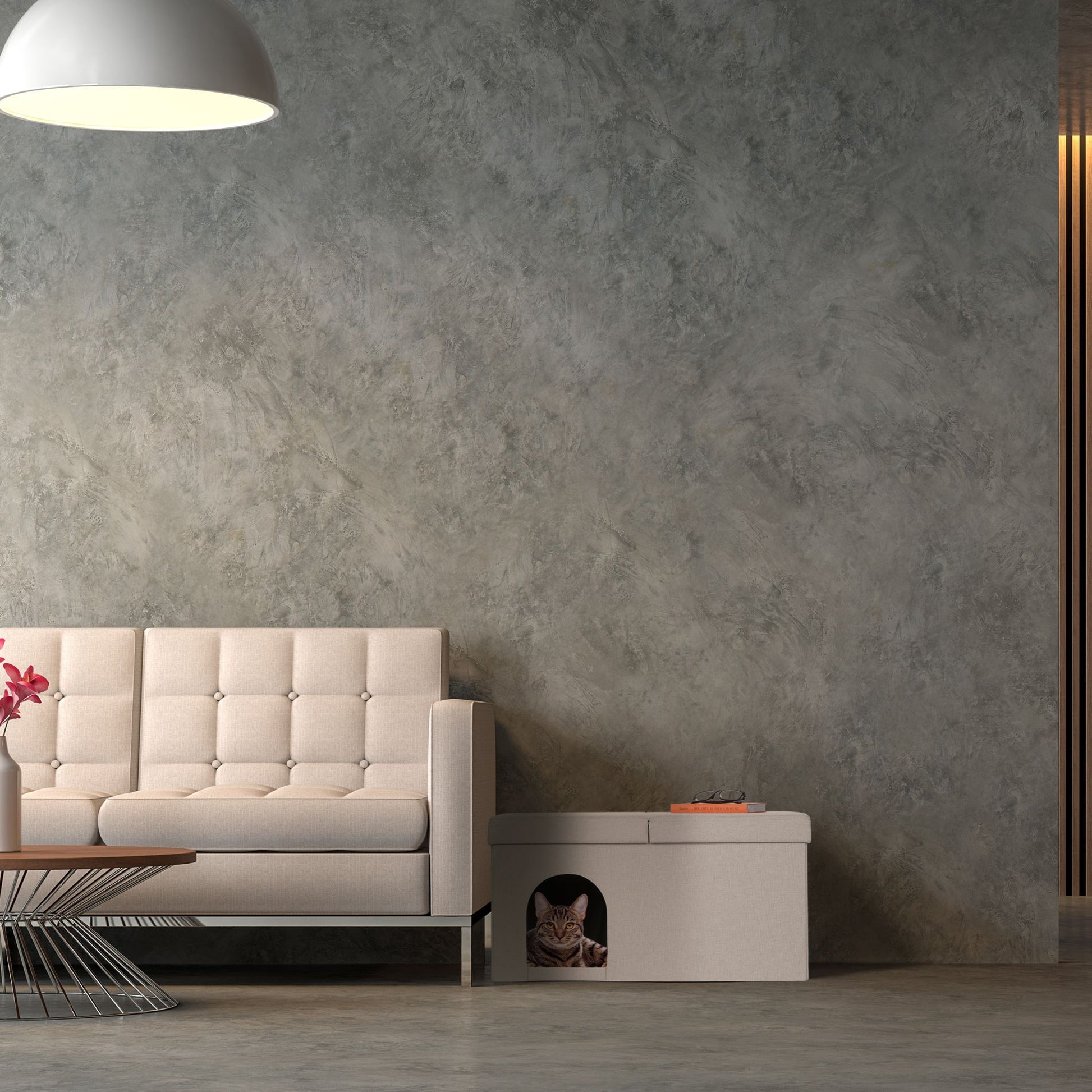 Katzenhöhle in Beige mit Deckel Beige-Weiss von Relaxdays