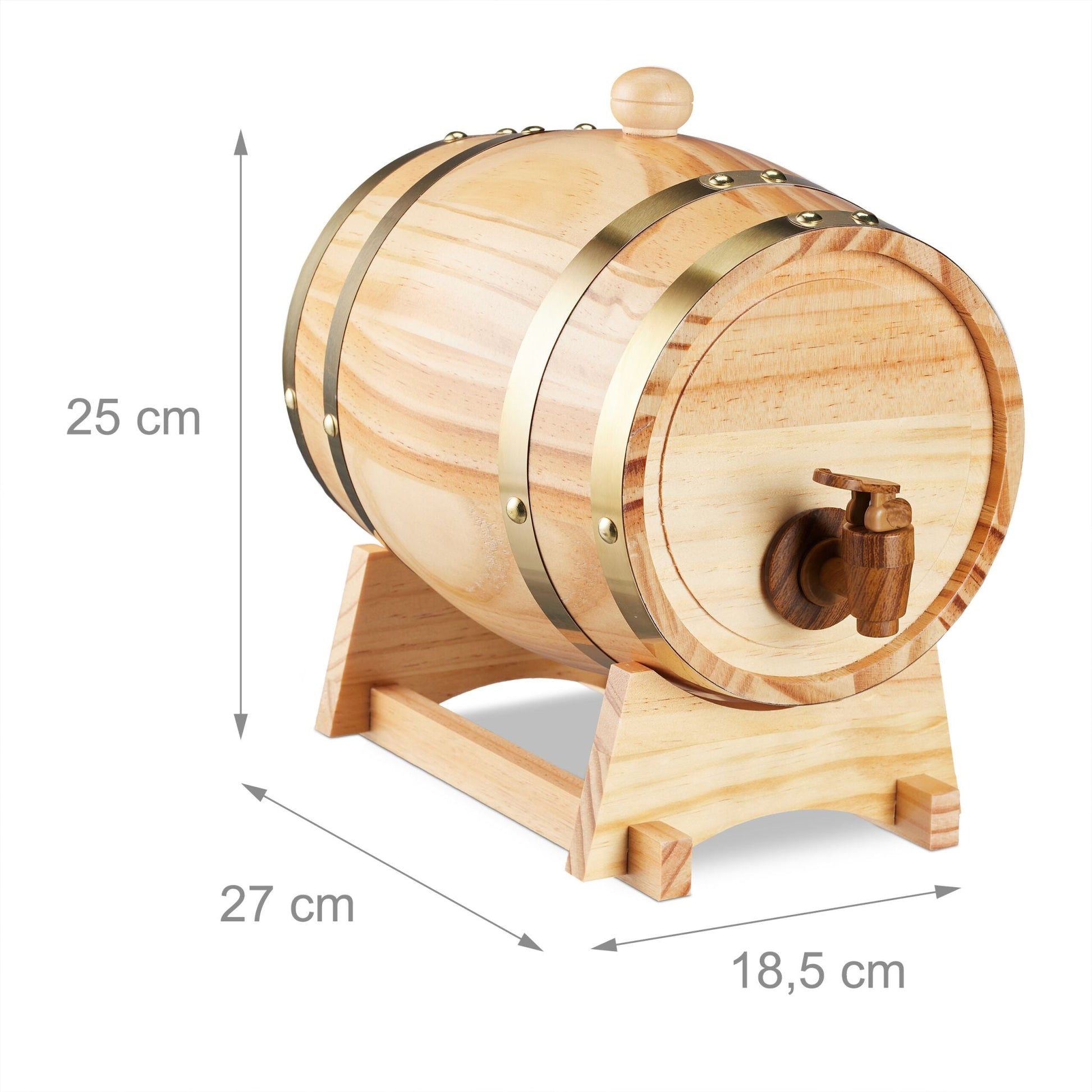 Schnapsfass Holz Braun-Gold-Hellbraun von Relaxdays