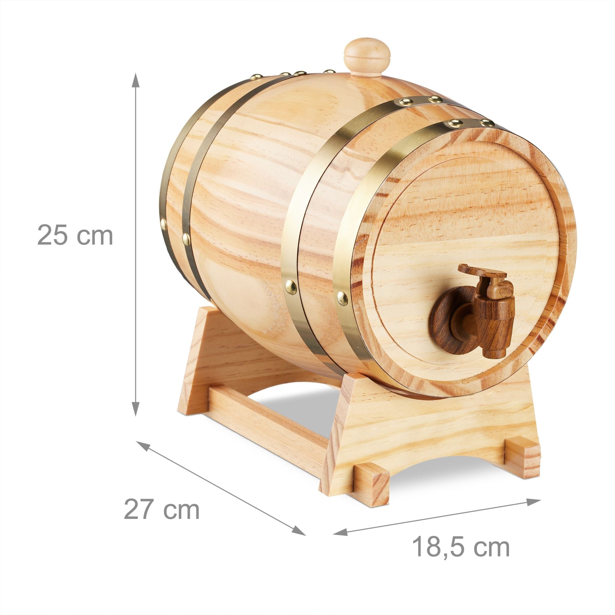 Schnapsfass Holz Braun-Gold-Hellbraun von Relaxdays