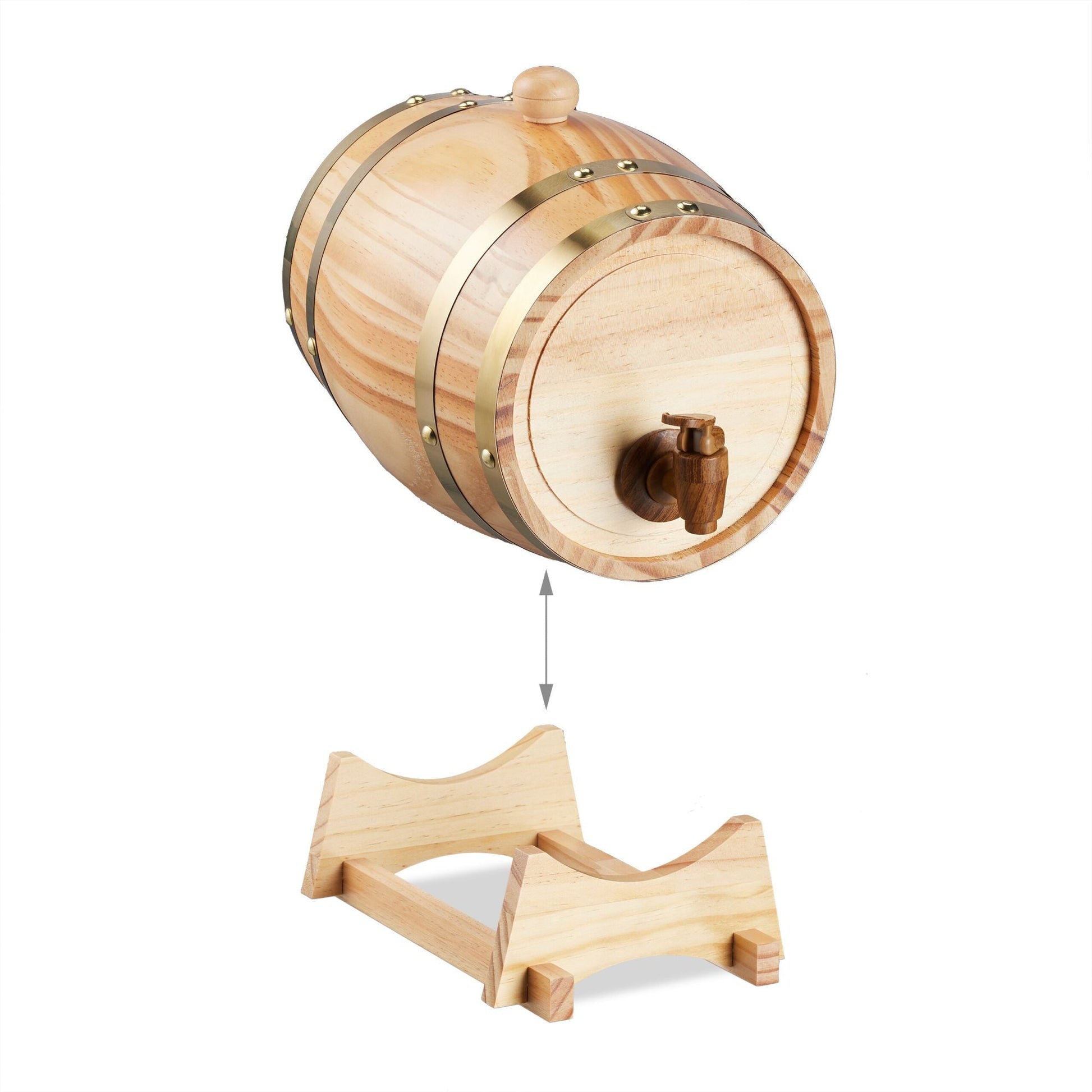 Schnapsfass Holz Braun-Gold-Hellbraun von Relaxdays