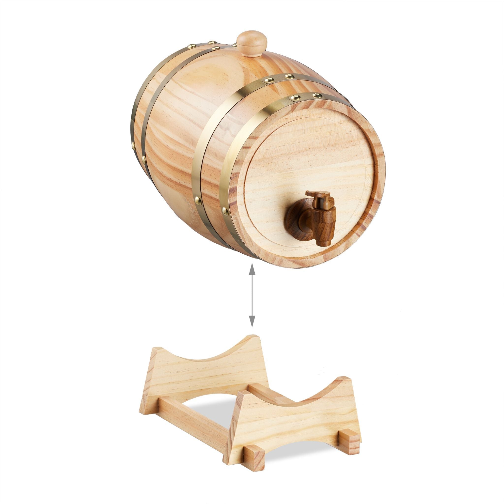 Schnapsfass Holz Braun-Gold-Hellbraun von Relaxdays
