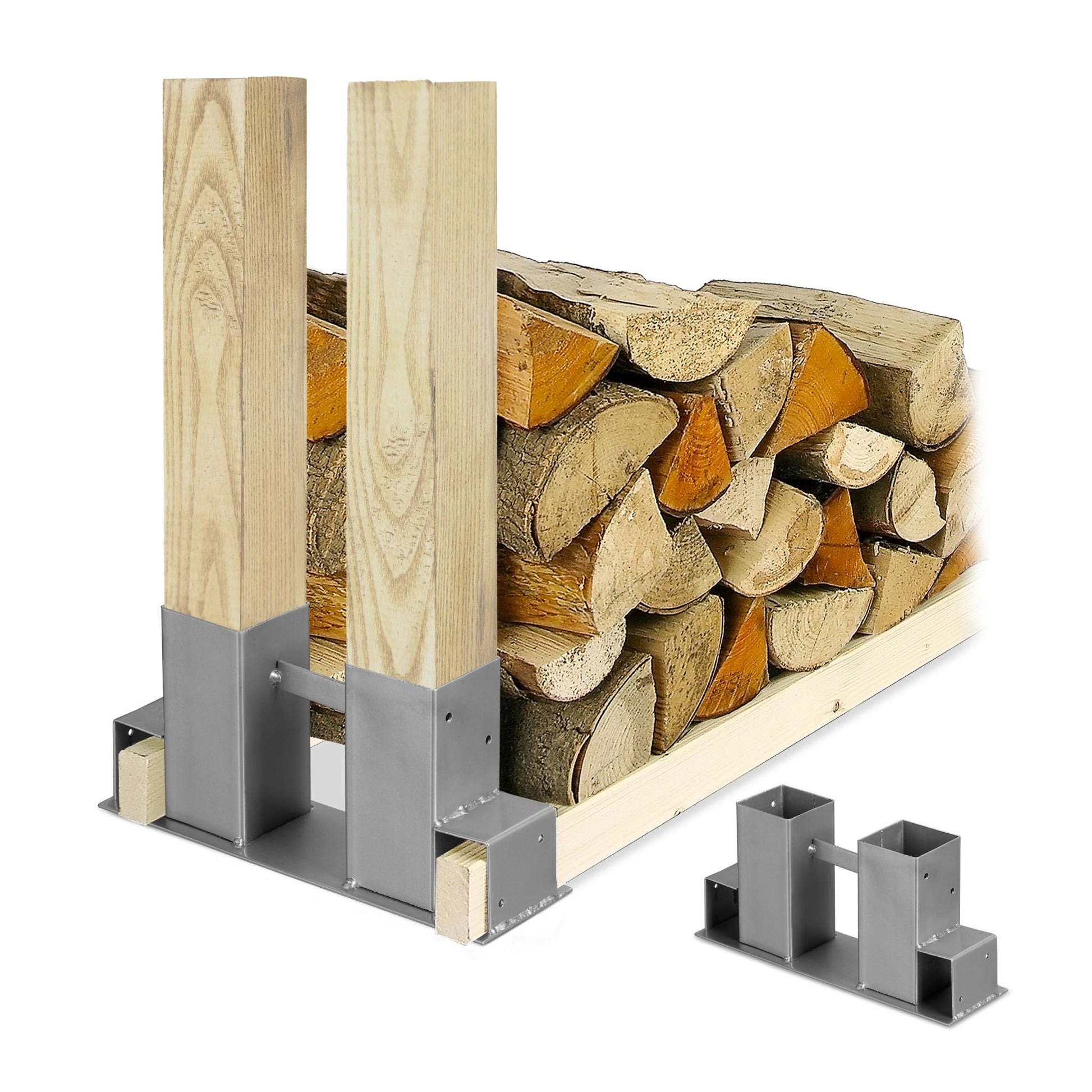 Holzstapelhilfe 2er-Set Silber von Relaxdays