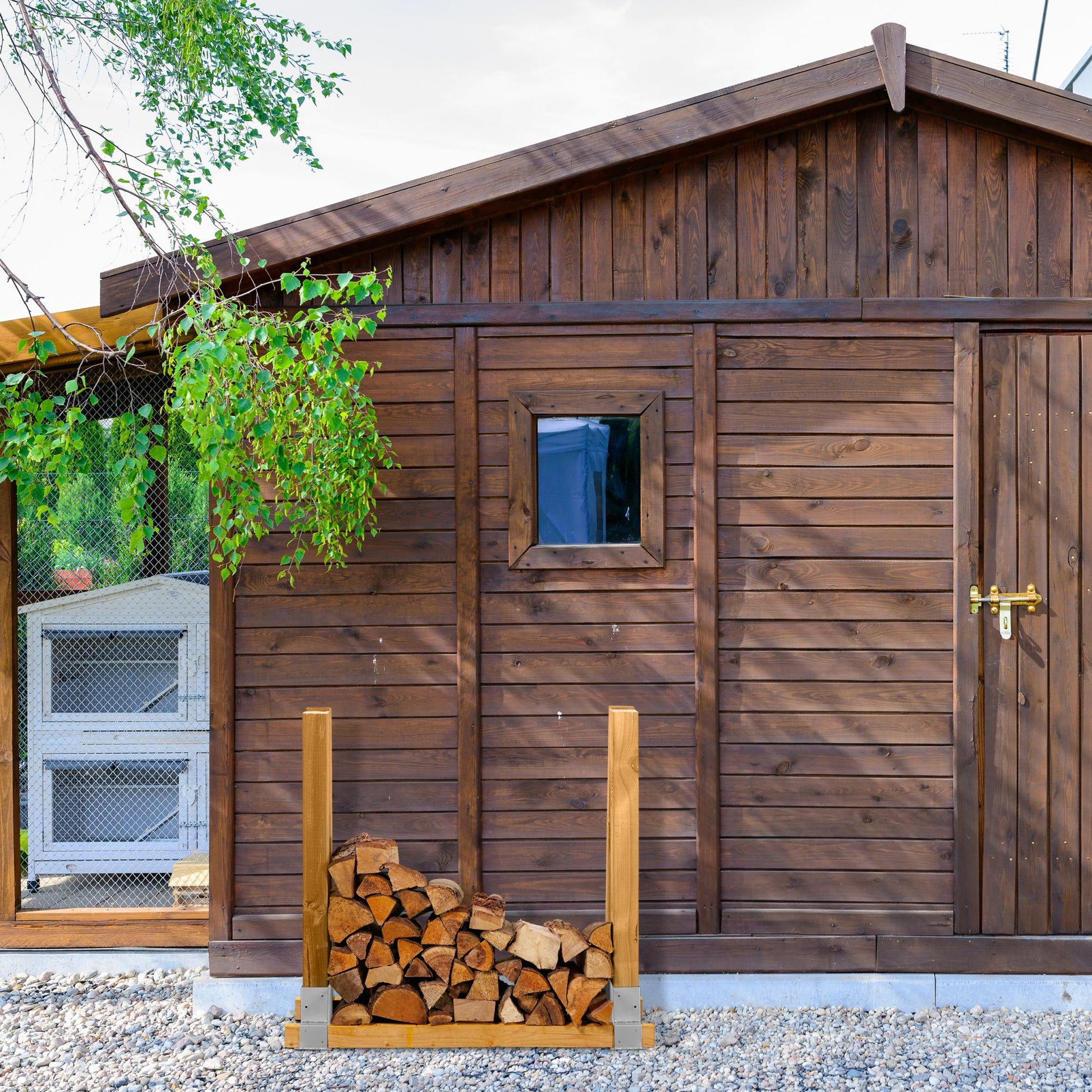 Holzstapelhilfe 2er-Set Silber von Relaxdays