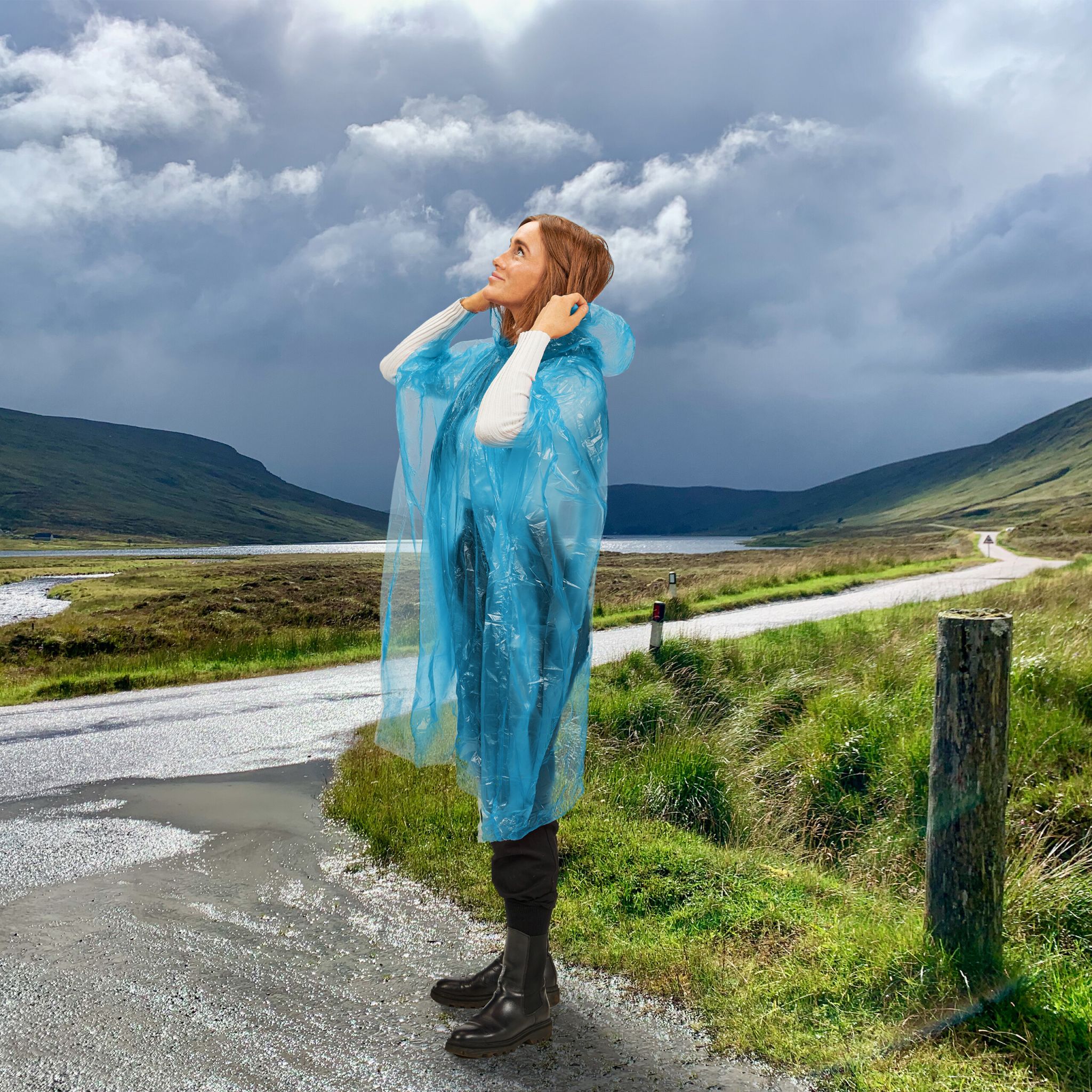 Einweg Regenponcho 13er-Set Blau von Relaxdays